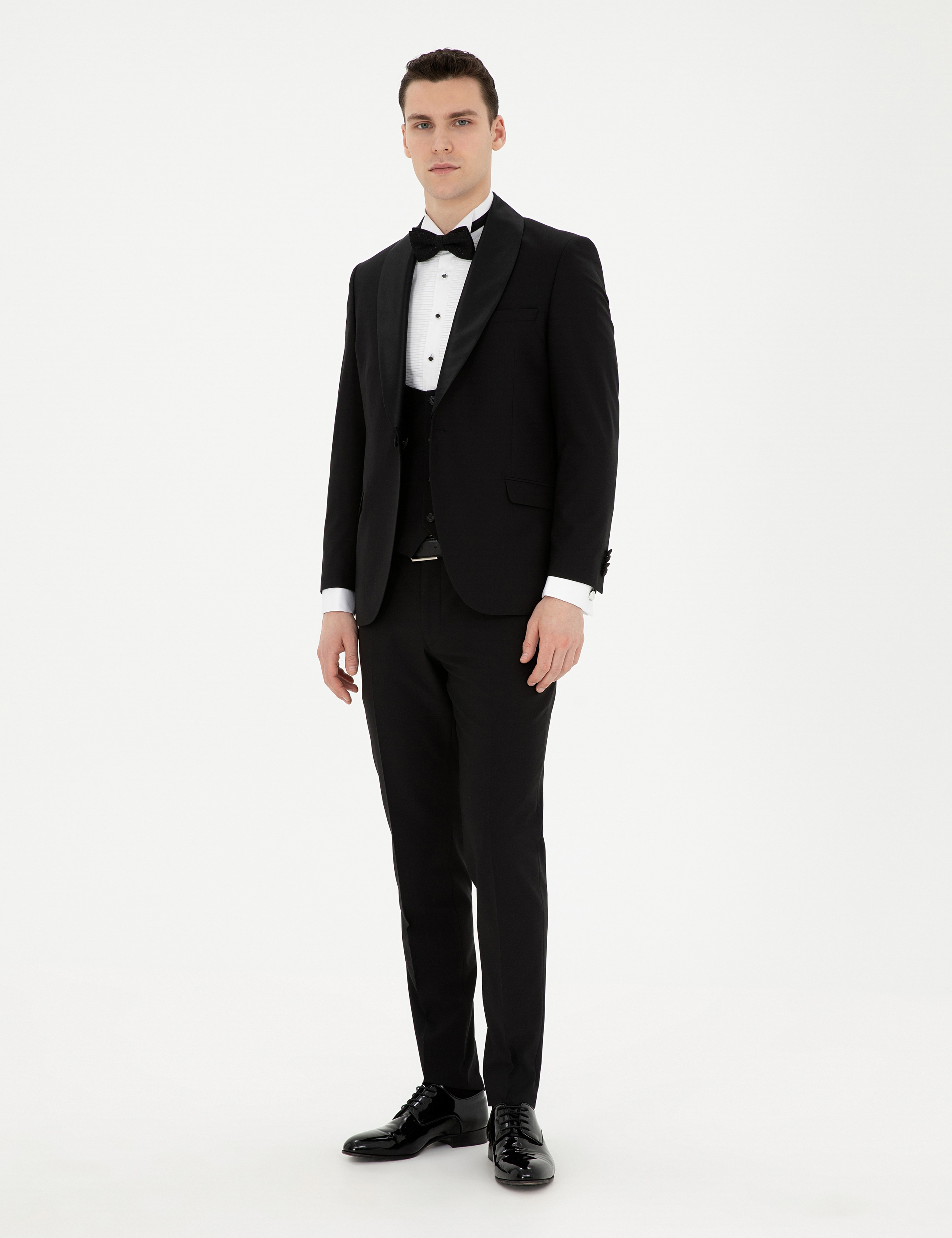 Siyah Ex. Slim Fit Yelekli Smokin - Image 5