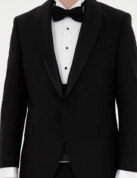 Siyah Ex. Slim Fit Yelekli Smokin - 50288078005