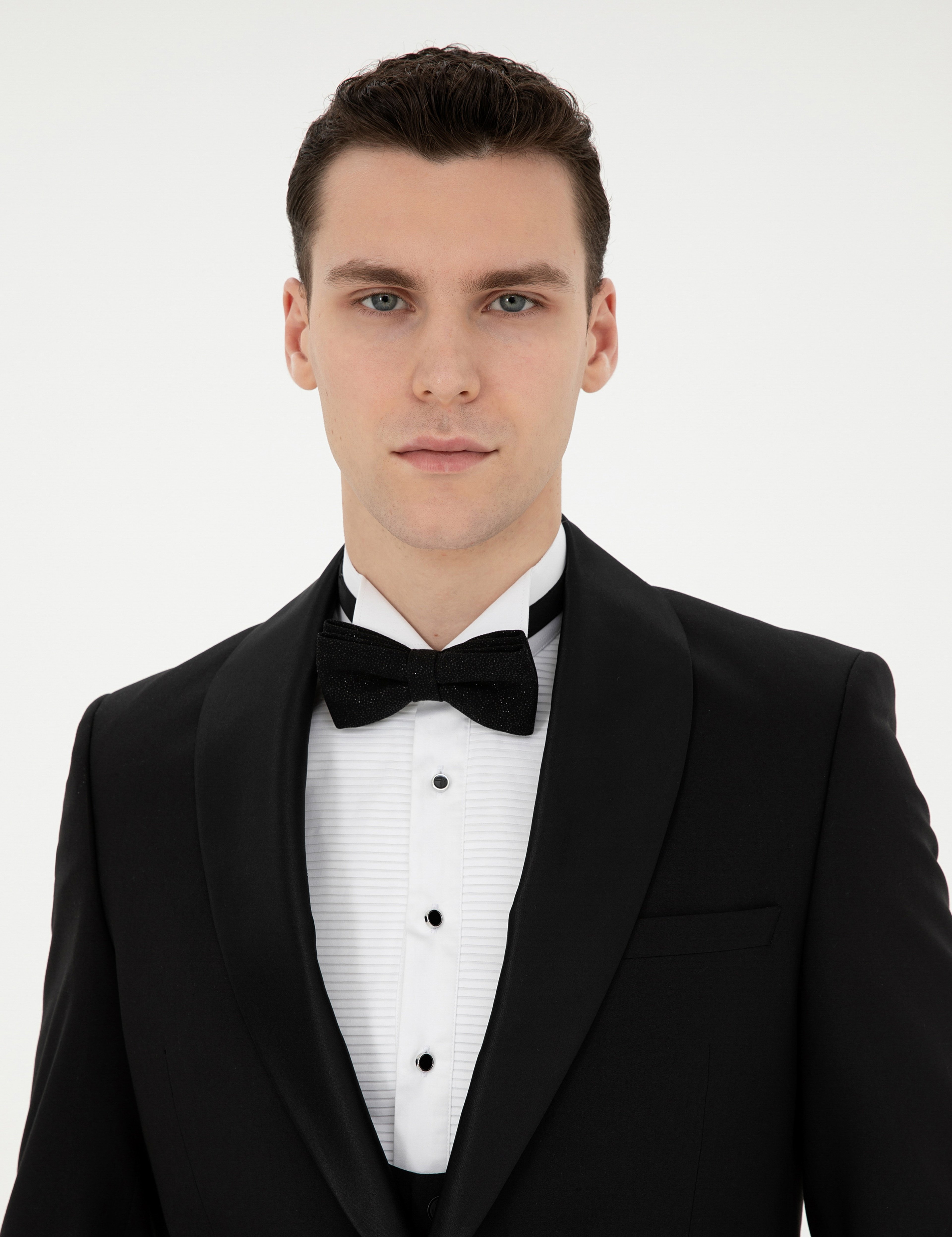 Siyah Ex. Slim Fit Yelekli Smokin - Image 3
