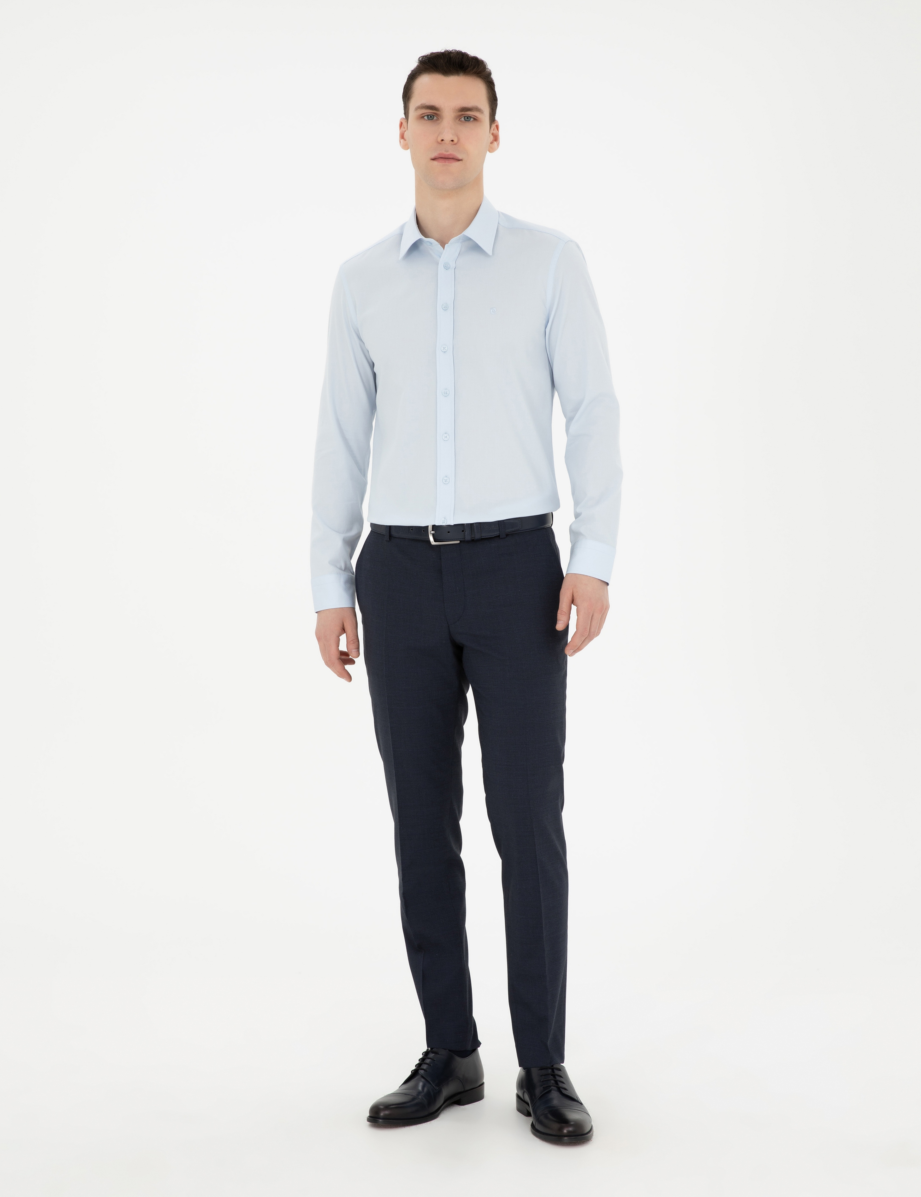 Açık Mavi Slim Fit Uzun Kollu Gömlek