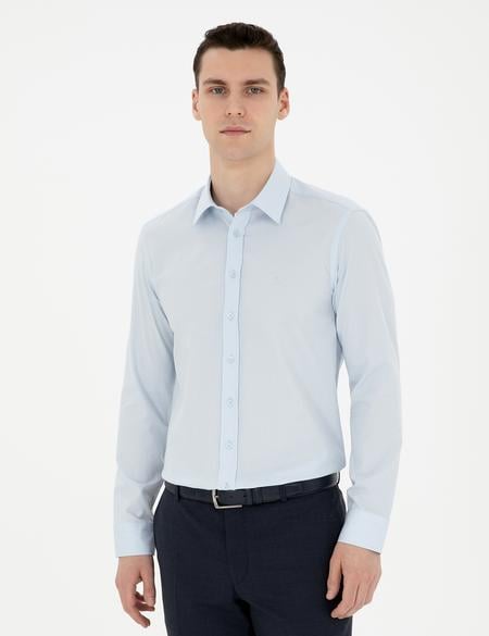 Açık Mavi Slim Fit Uzun Kollu Gömlek - 50282982013