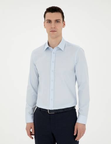 Açık Mavi Slim Fit Uzun Kollu Gömlek