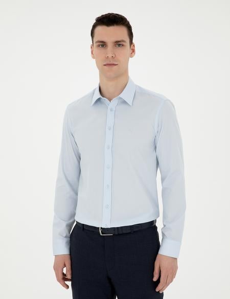 Açık Mavi Slim Fit Uzun Kollu Gömlek - 50282982013