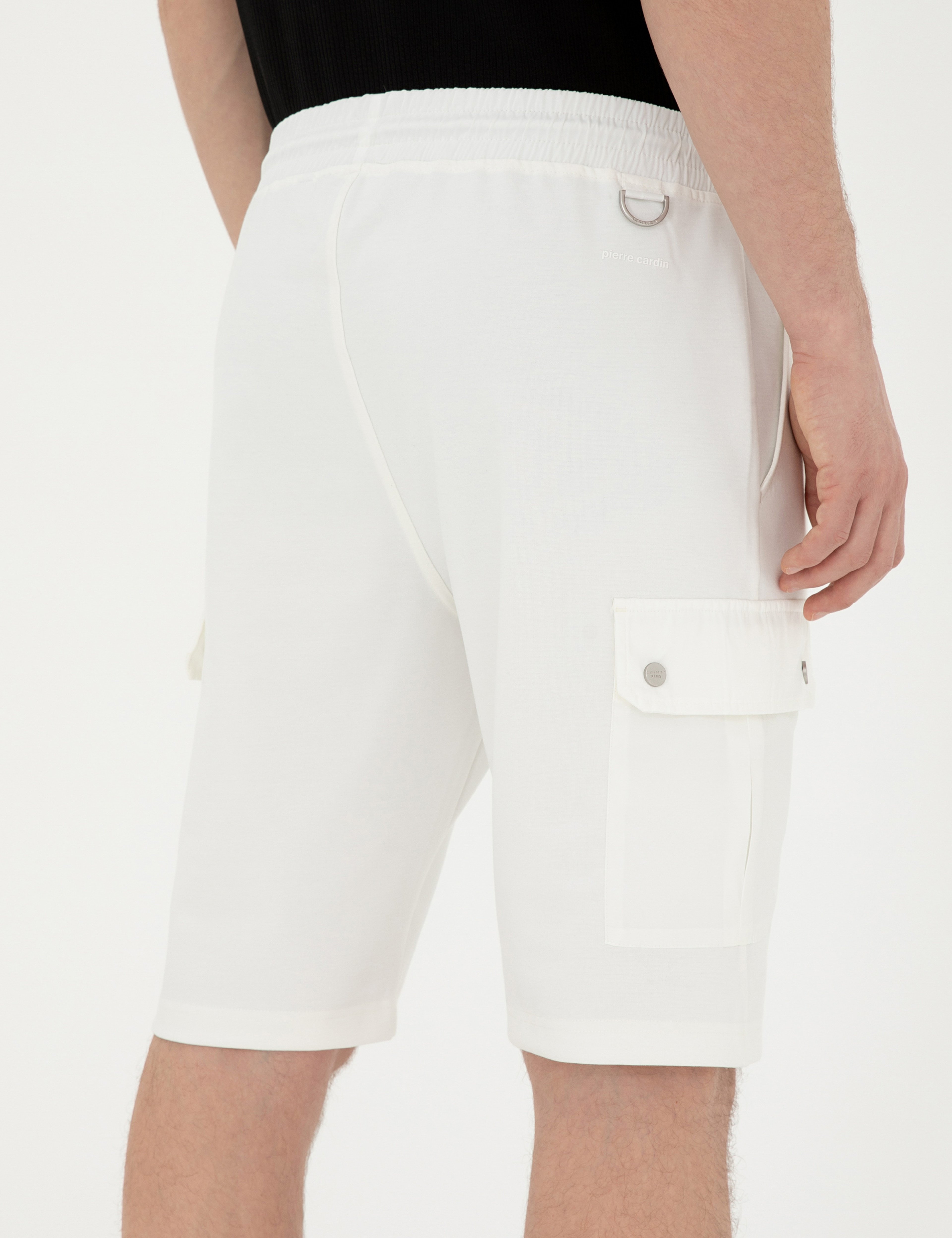 Ekru Regular Fit Örme Şort - Image 7