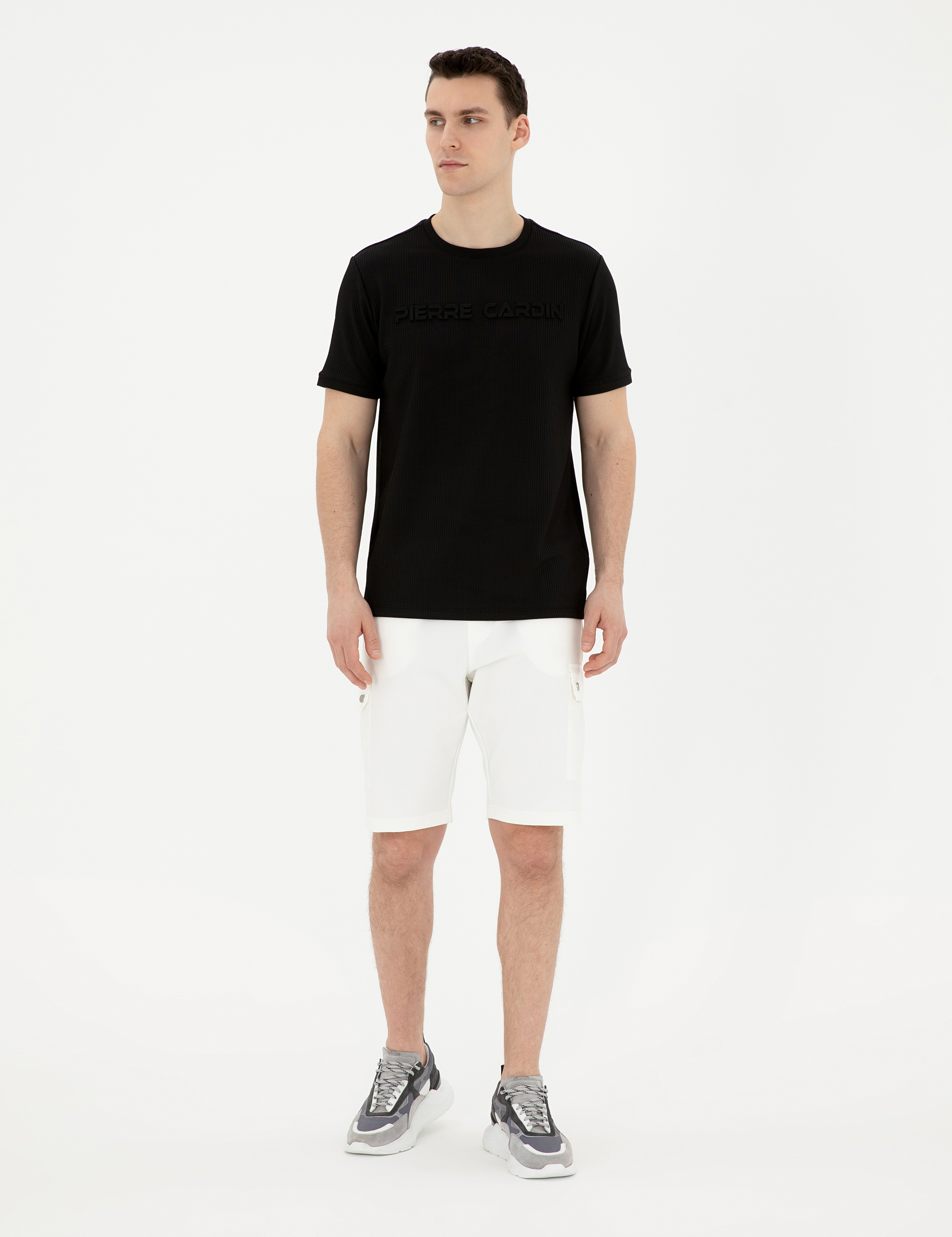 Ekru Regular Fit Örme Şort - Image 1
