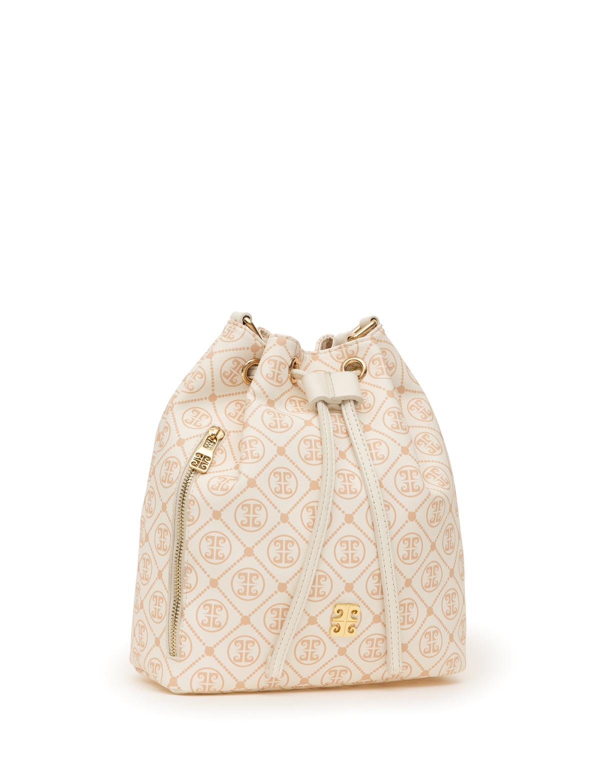 Ekru Büzgülü Çanta - 50297738005