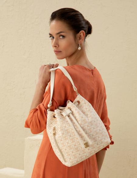 Ekru Büzgülü Çanta - 50297738005