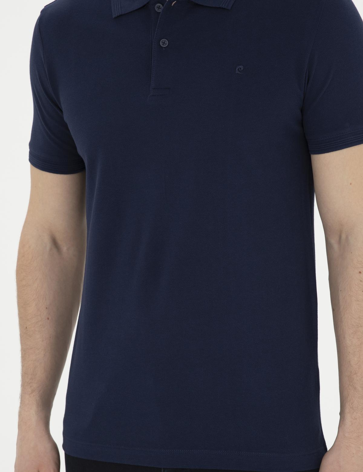 Lacivert Slim Fit %100 Pamuk Polo Yaka Basic Tişört - 50291625077