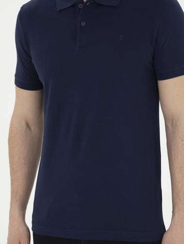 Lacivert Slim Fit %100 Pamuk Polo Yaka Basic Tişört