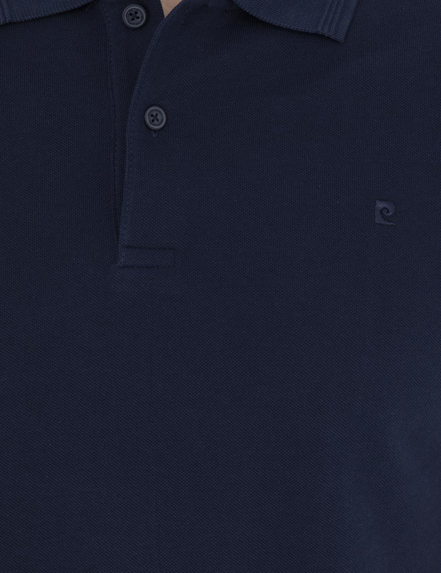 Lacivert Slim Fit %100 Pamuk Polo Yaka Basic Tişört