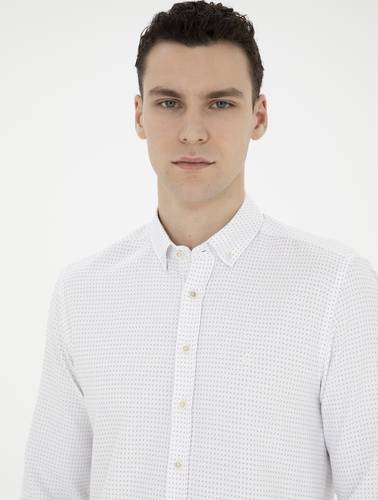 Bej Slim Fit Uzun Kollu Gömlek