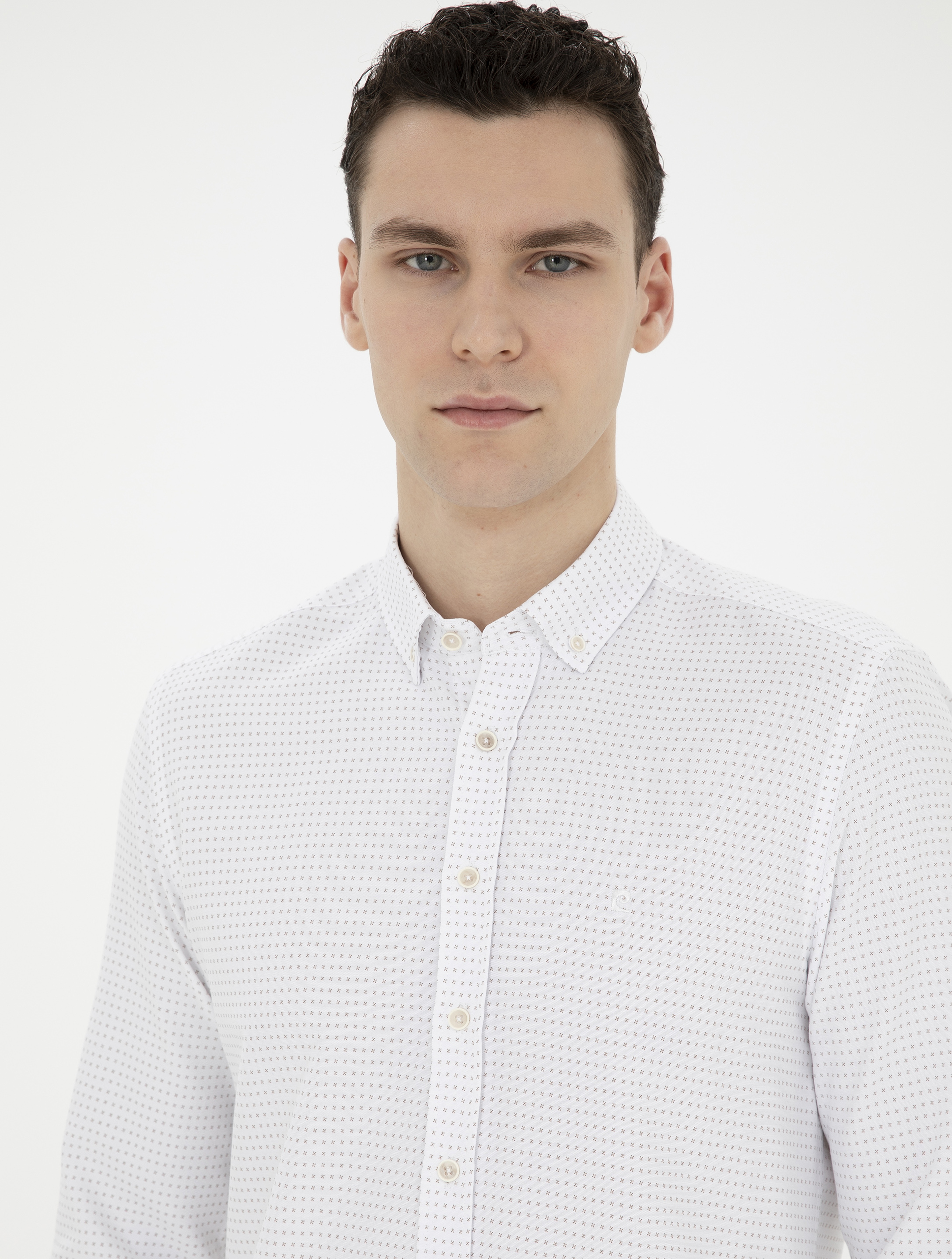 Bej Slim Fit Uzun Kollu Gömlek - Image 2