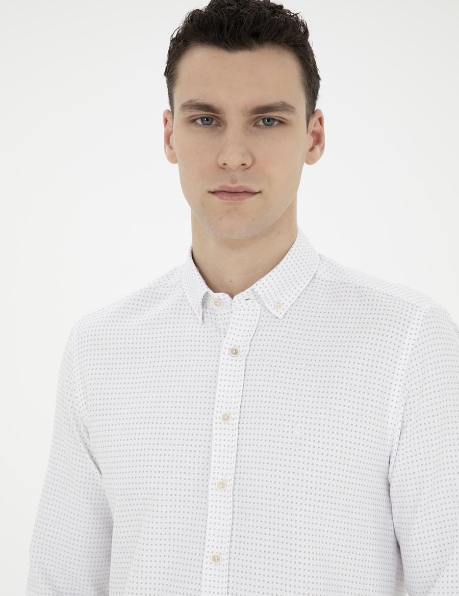 Bej Slim Fit Uzun Kollu Gömlek