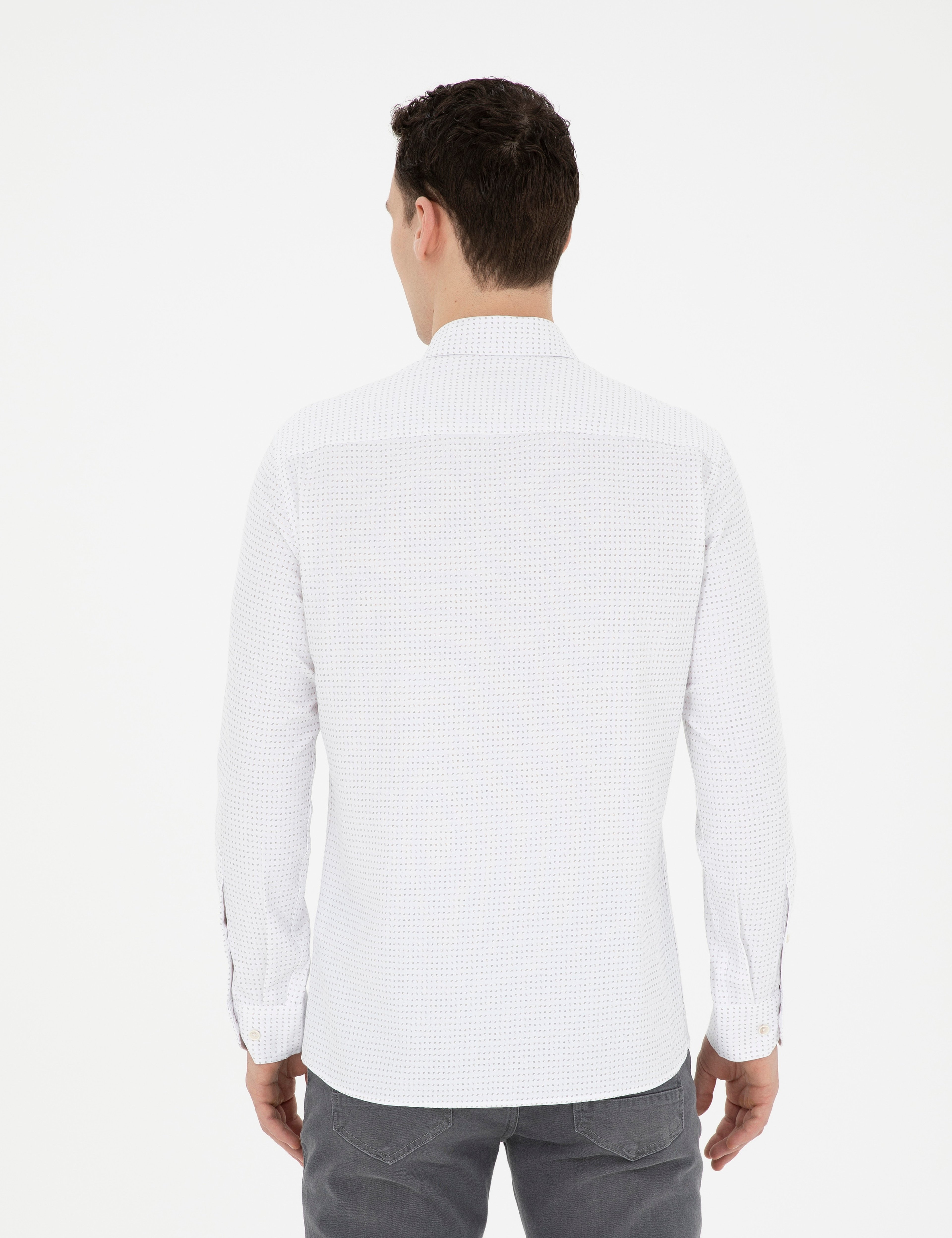 Bej Slim Fit Uzun Kollu Gömlek