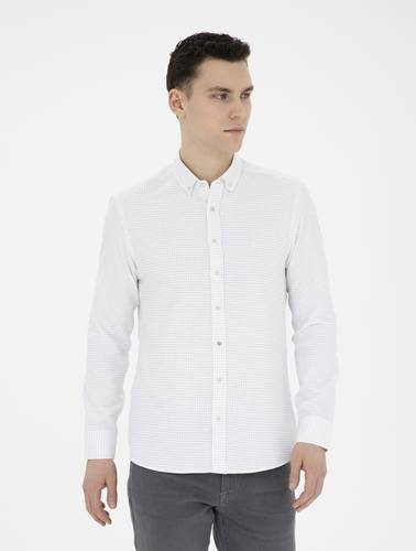 Bej Slim Fit Uzun Kollu Gömlek