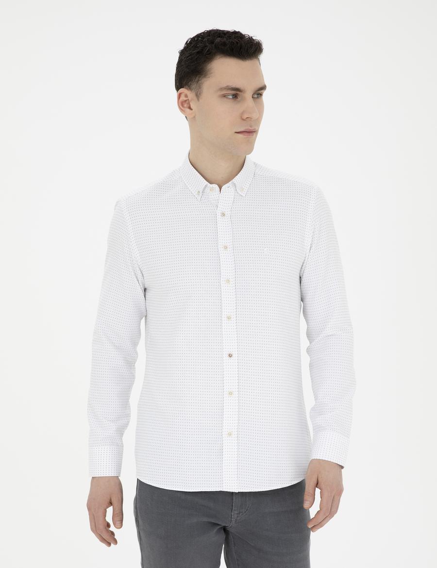 Bej Slim Fit Uzun Kollu Gömlek