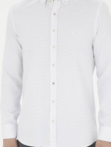 Bej Slim Fit Uzun Kollu Gömlek