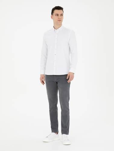 Bej Slim Fit Uzun Kollu Gömlek