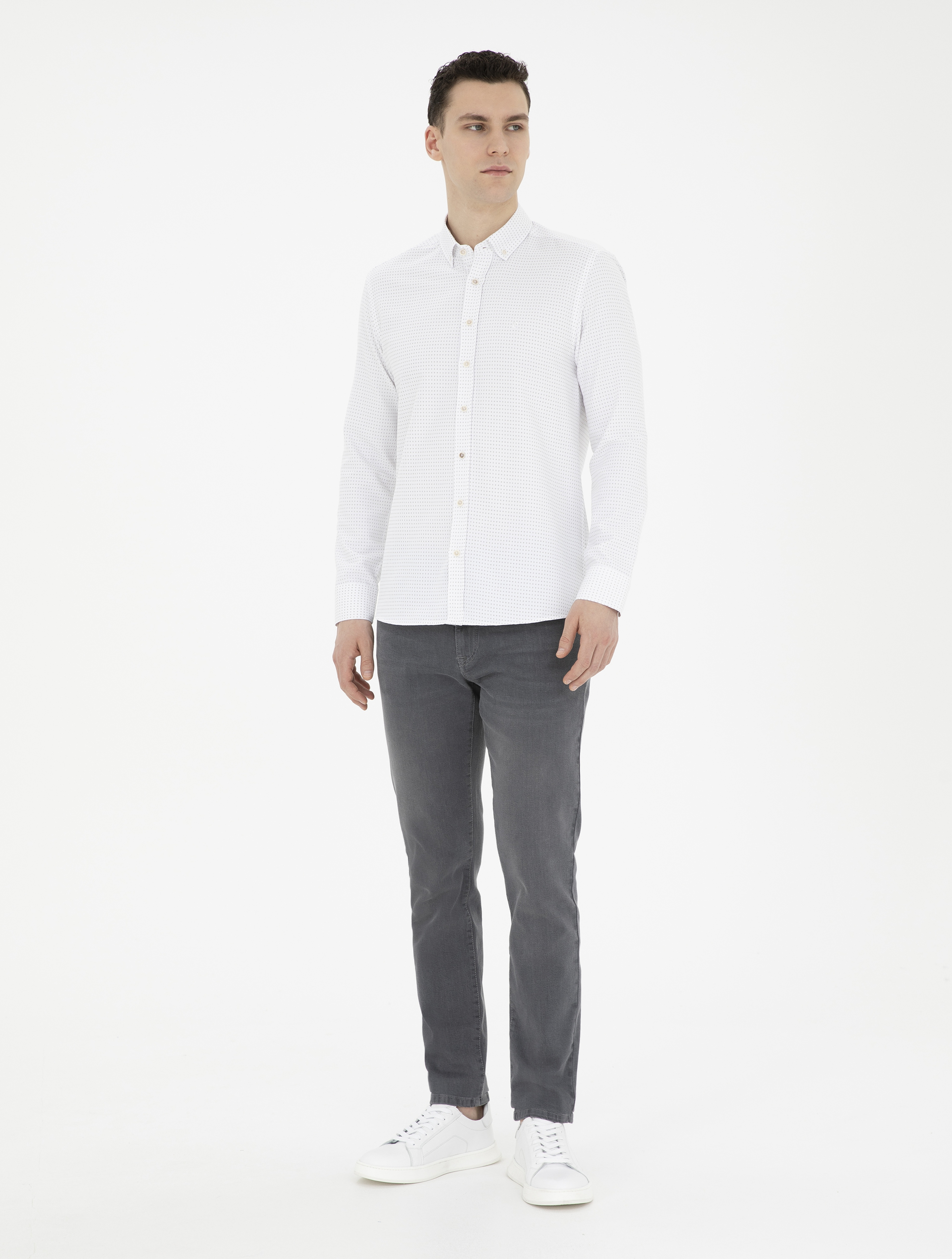 Bej Slim Fit Uzun Kollu Gömlek - Image 4