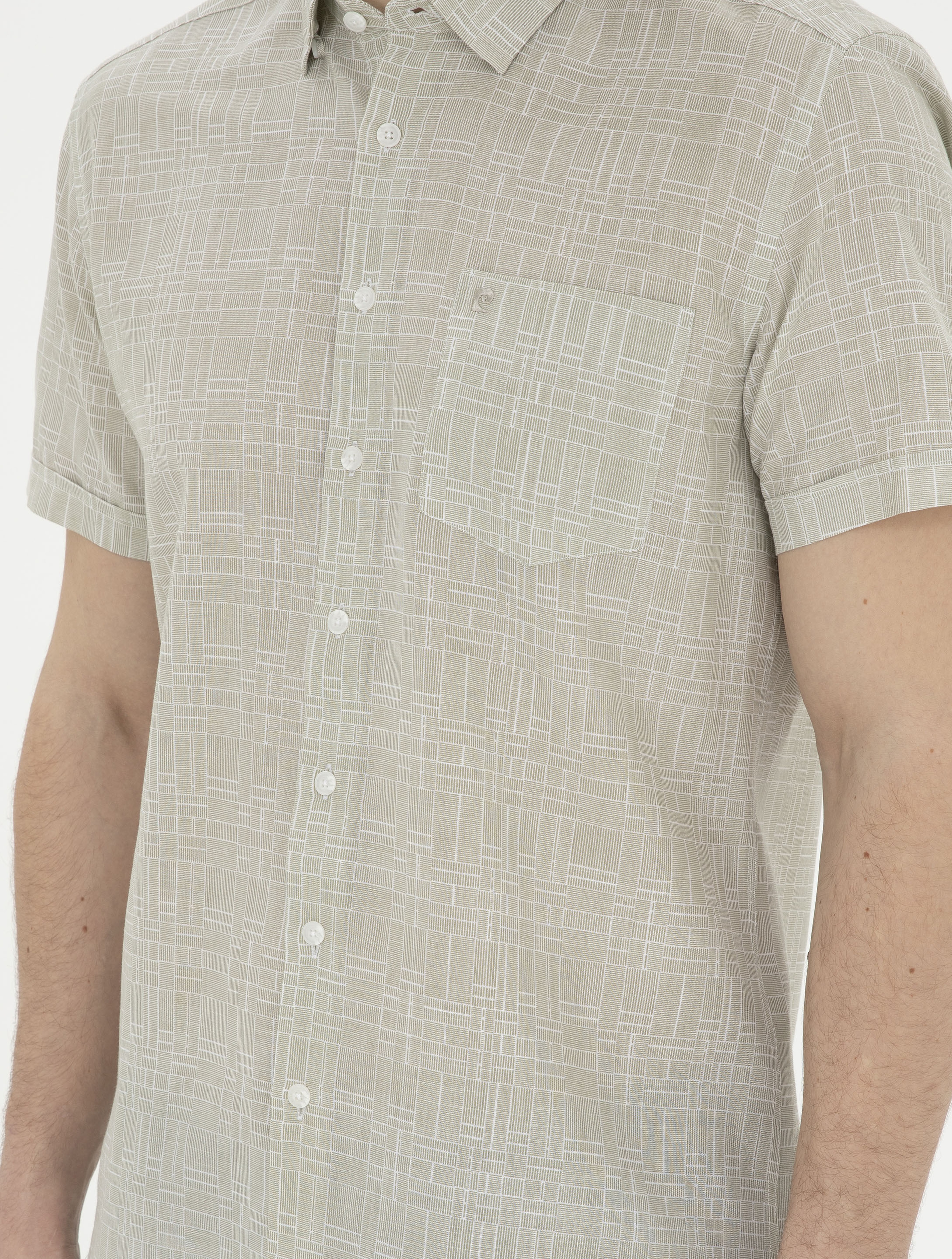 Haki Regular Fit Kısa Kollu Gömlek - Image 6