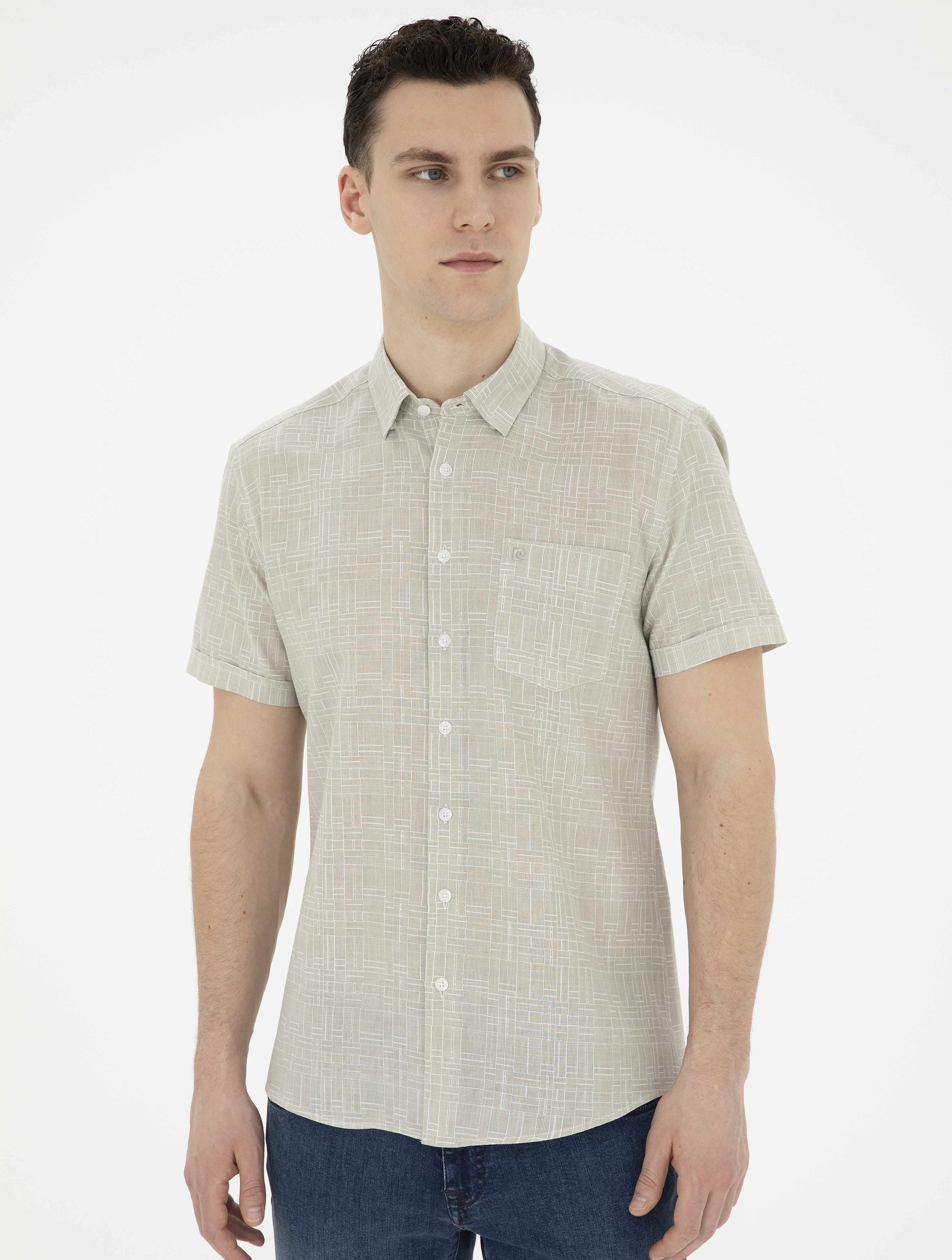 Haki Regular Fit Kısa Kollu Gömlek - Image 3