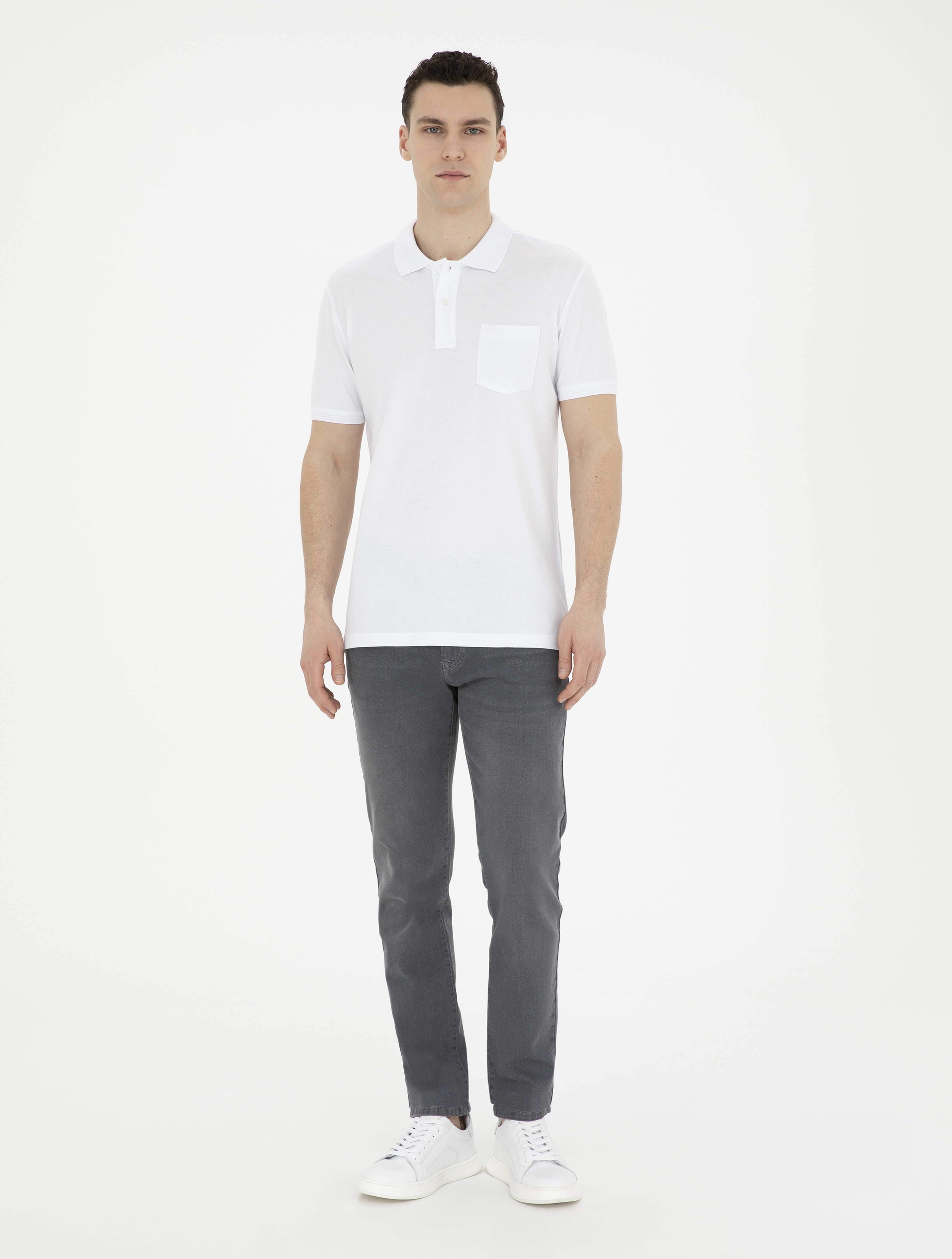 Beyaz Regular Fit Basic Tişört - Image 4