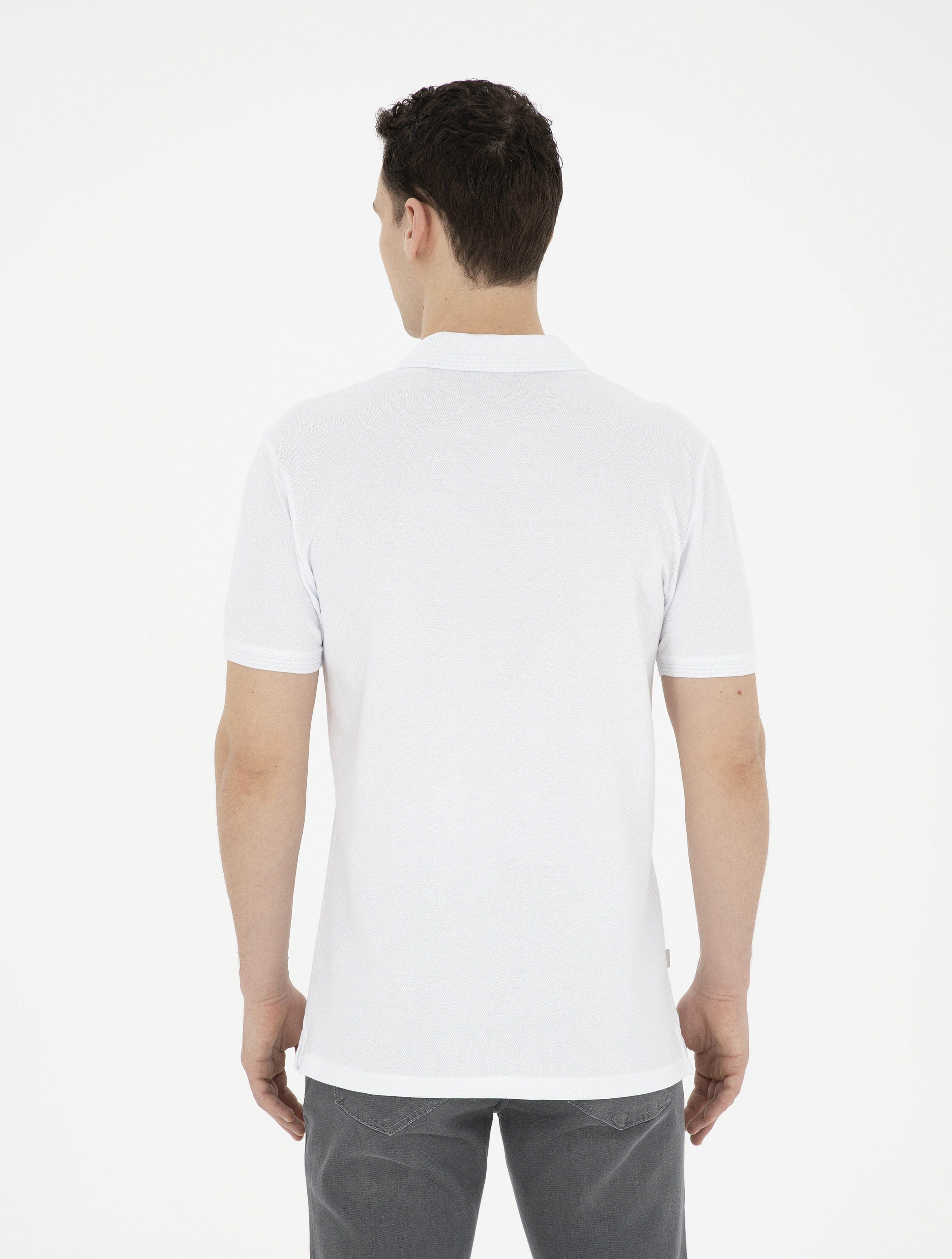 Beyaz Regular Fit Basic Tişört - Image 5