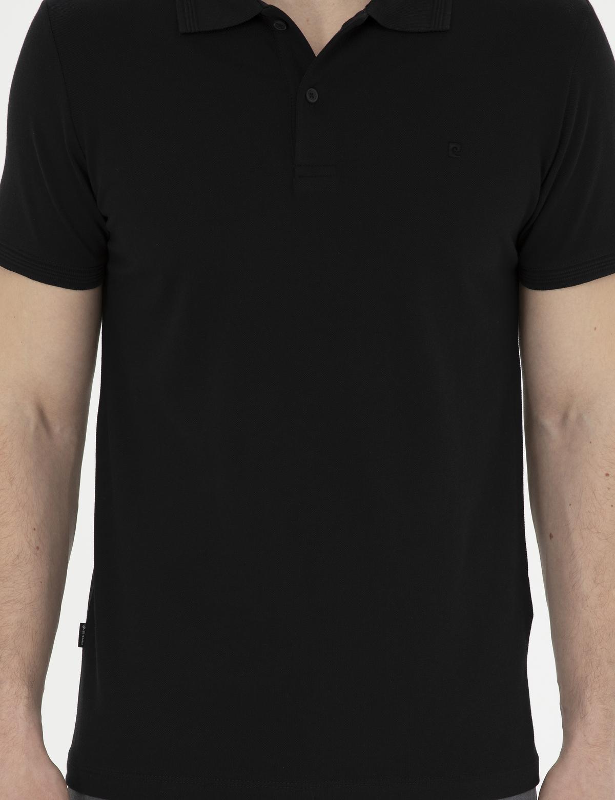 Siyah Slim Fit %100 Pamuk Polo Yaka Basic Tişört - 50291625129