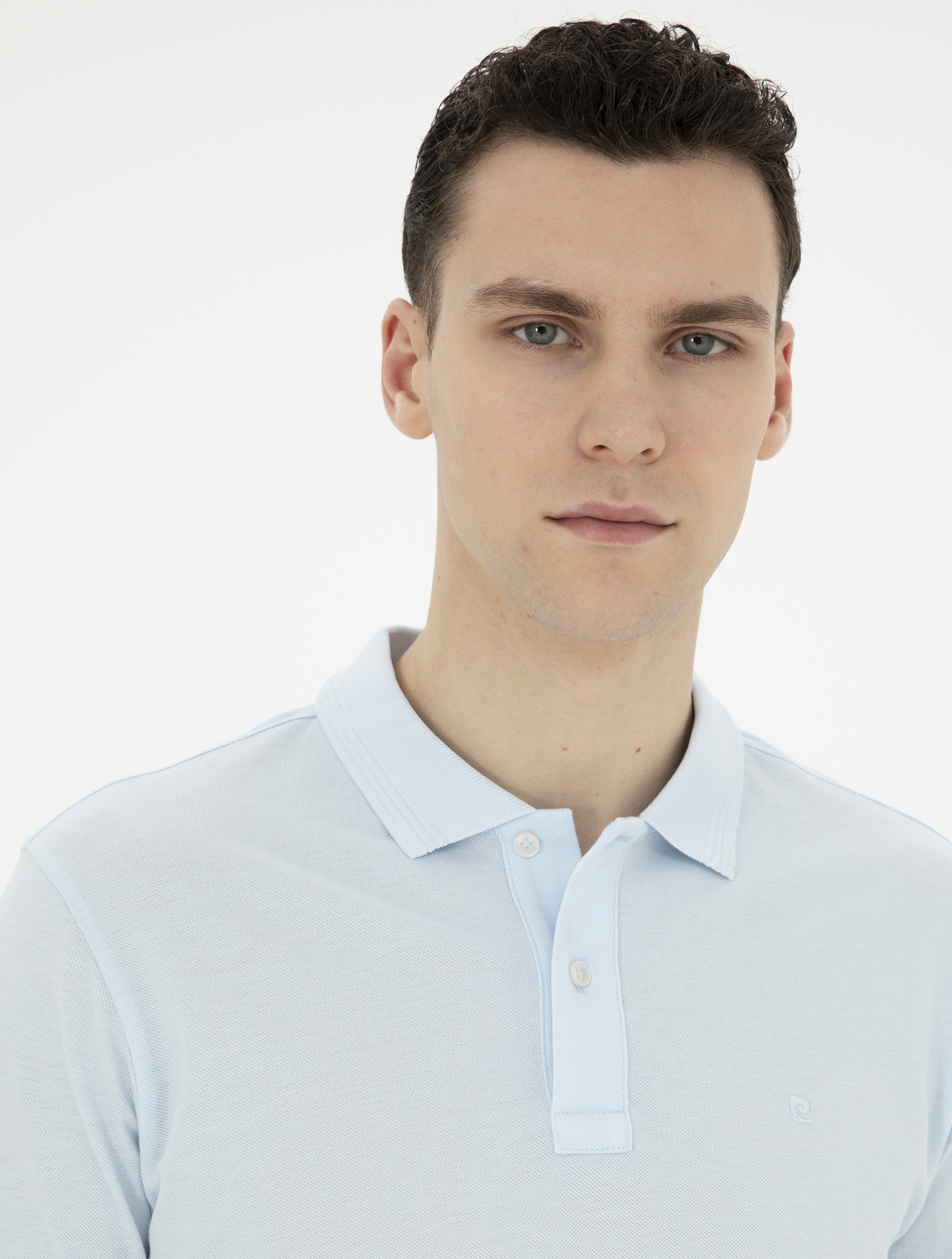 Açık Mavi Slim Fit %100 Pamuk Basic Tişört - Image 2