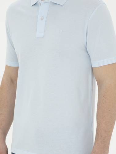 Açık Mavi Slim Fit %100 Pamuk Basic Tişört