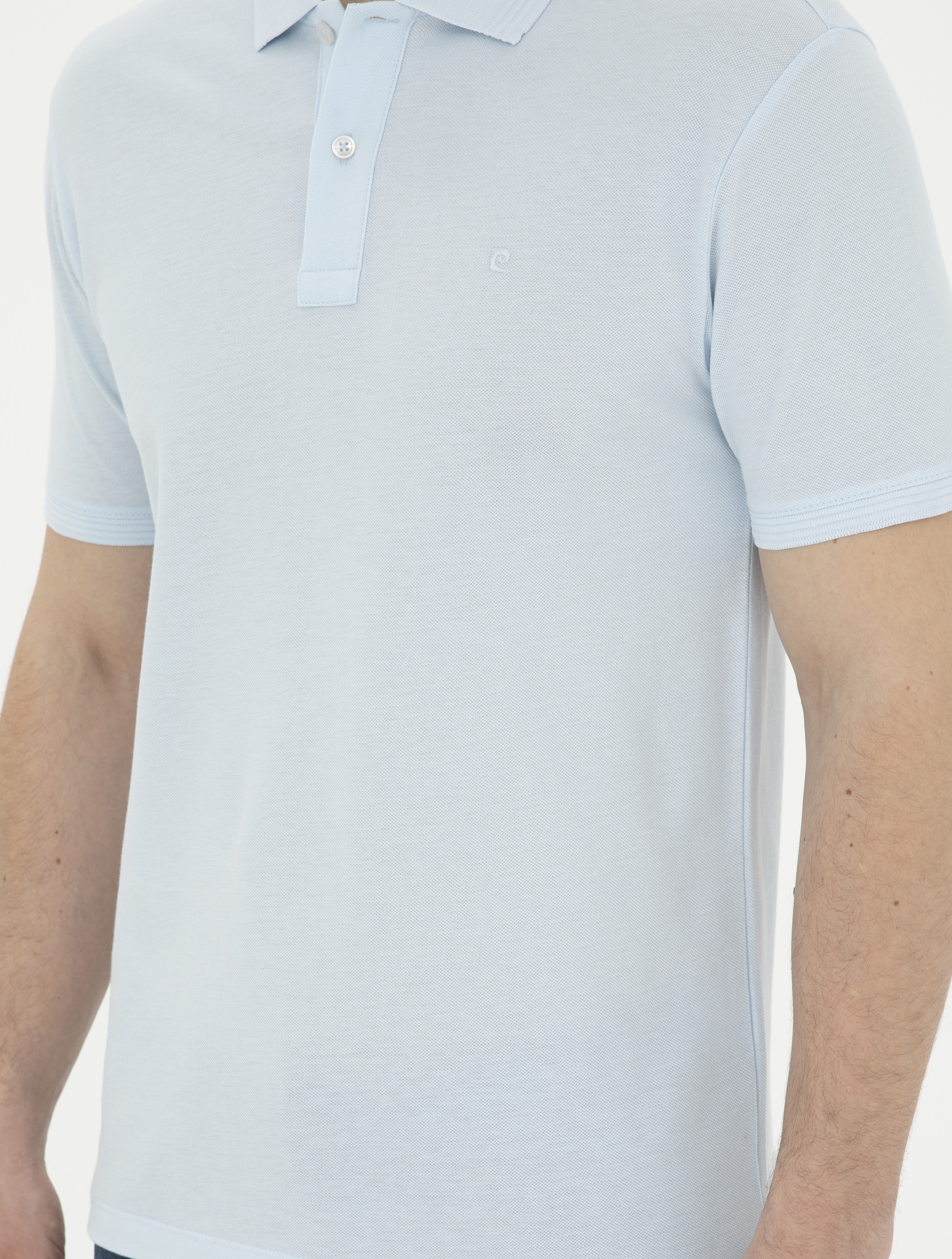 Açık Mavi Slim Fit %100 Pamuk Basic Tişört - Image 6