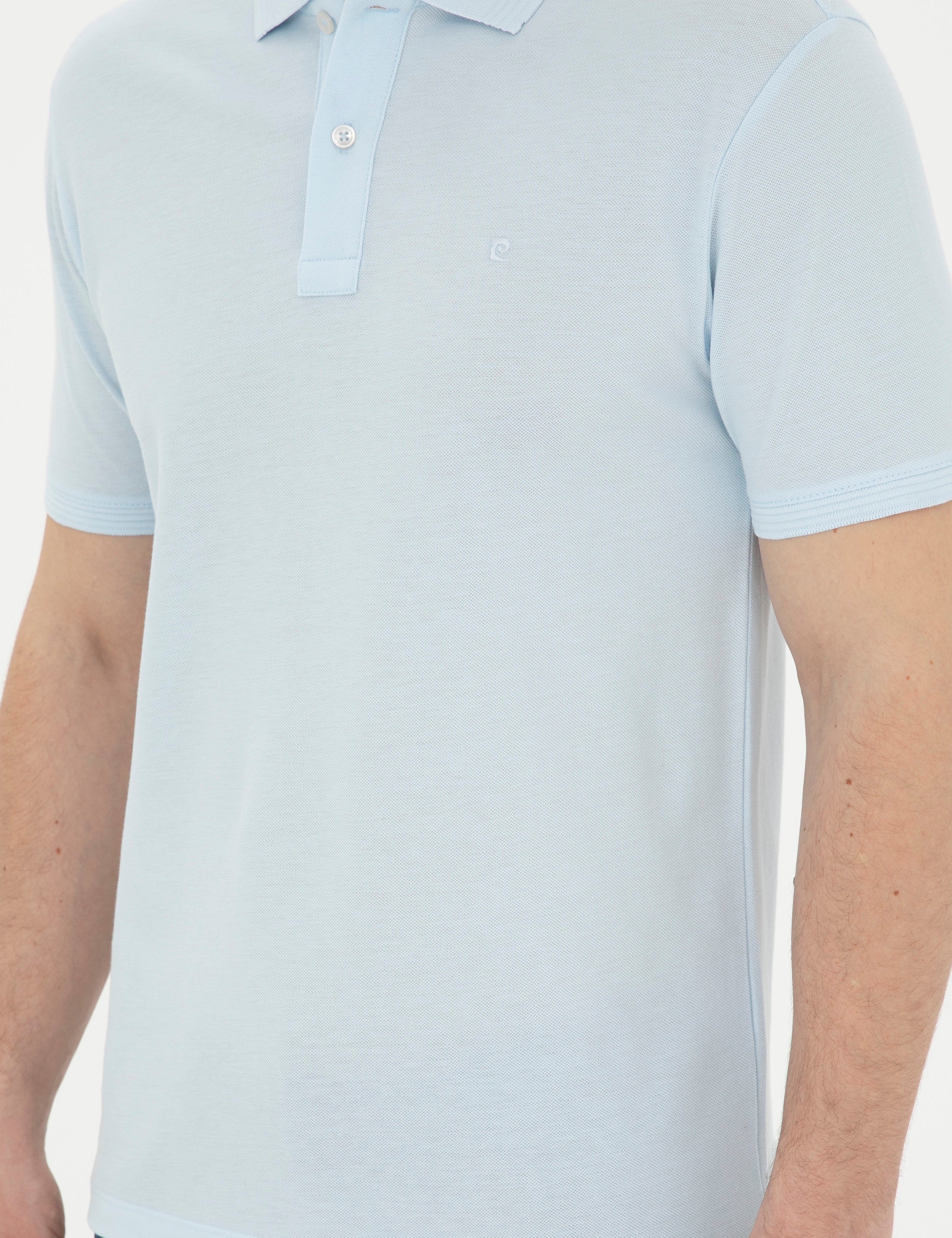 Açık Mavi Slim Fit %100 Pamuk Basic Tişört