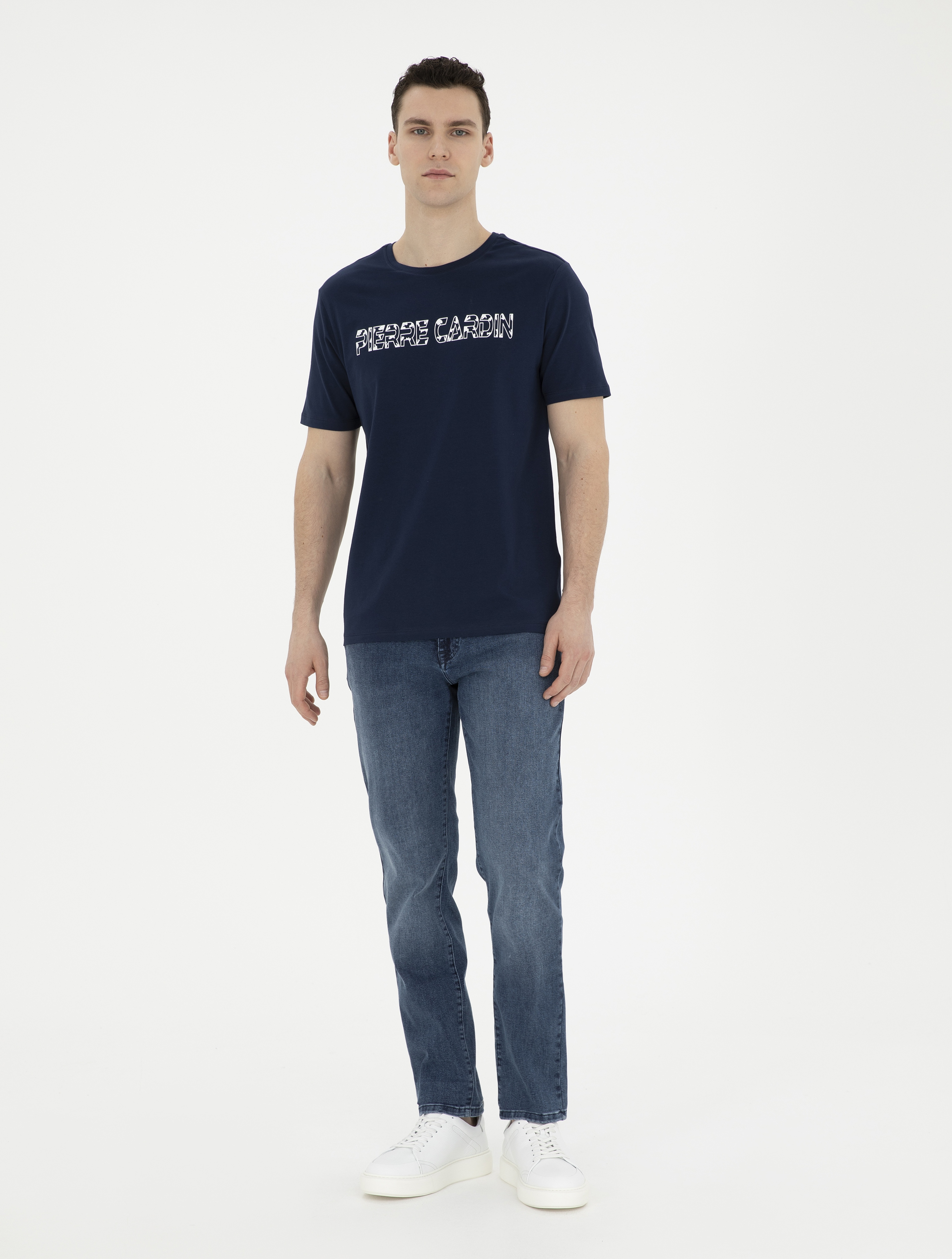 Lacivert Regular Fit Bisiklet Yaka Tişört - Image 4