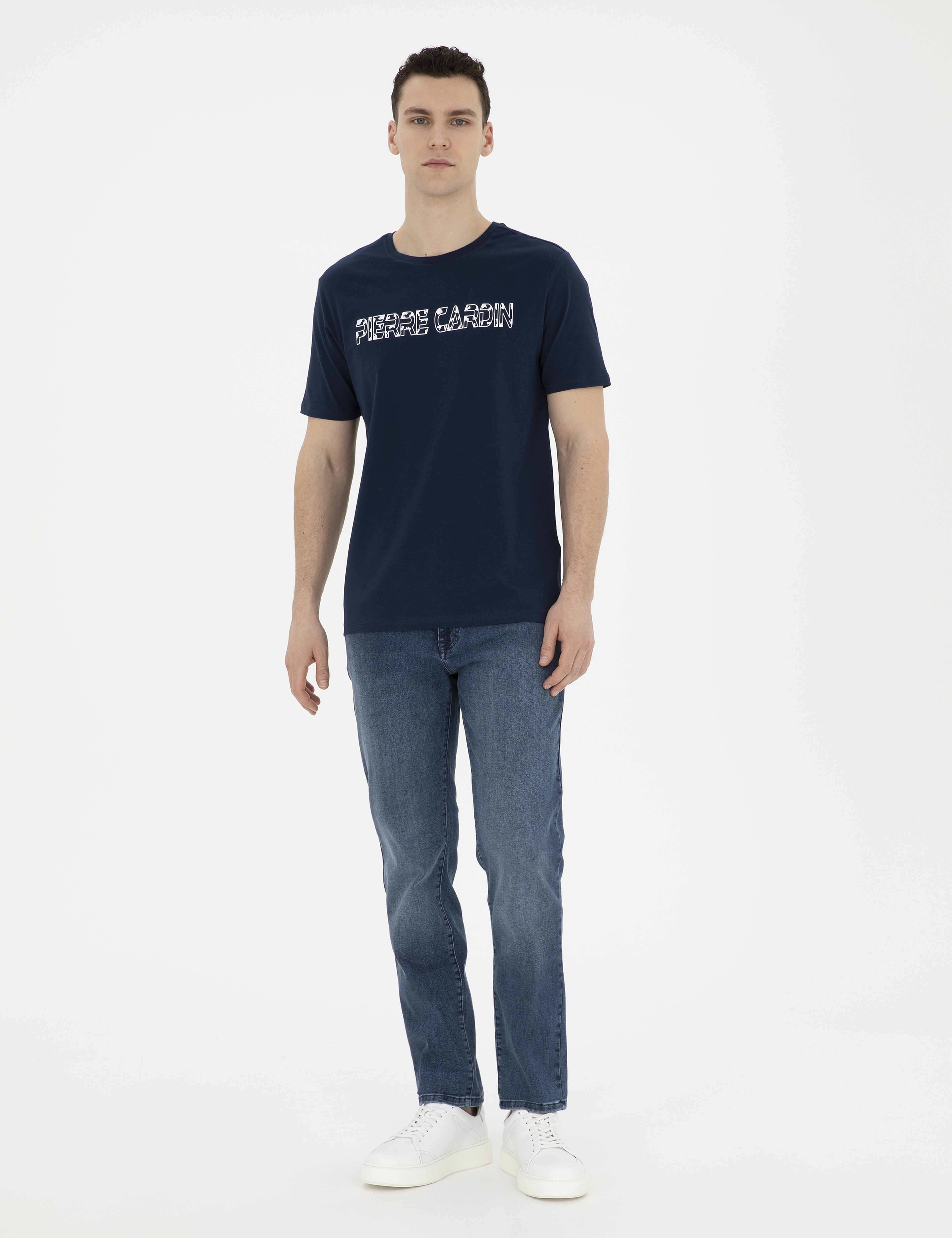 Lacivert Regular Fit Bisiklet Yaka Tişört