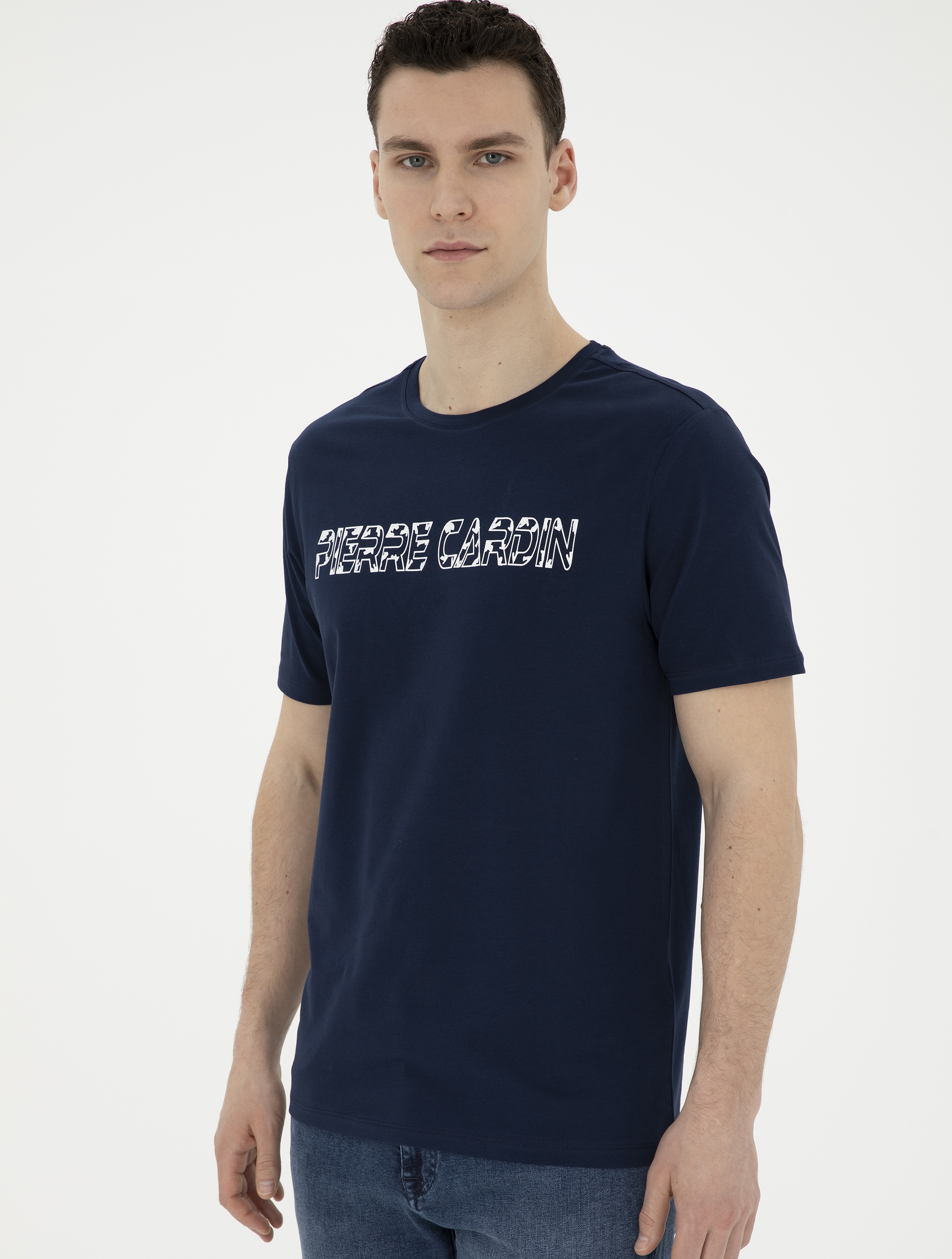 Lacivert Regular Fit Bisiklet Yaka Tişört - Image 3