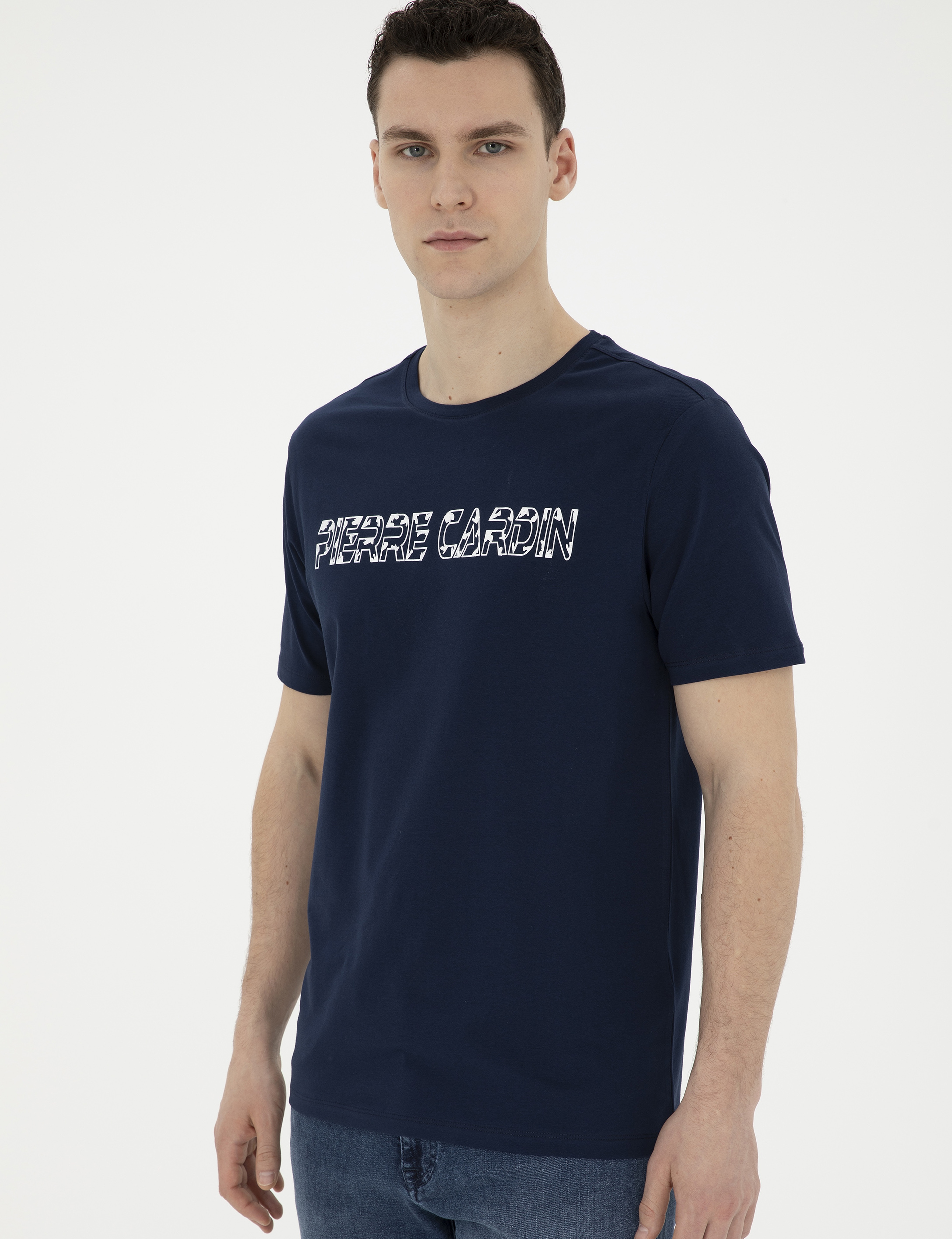 Lacivert Regular Fit Bisiklet Yaka Tişört