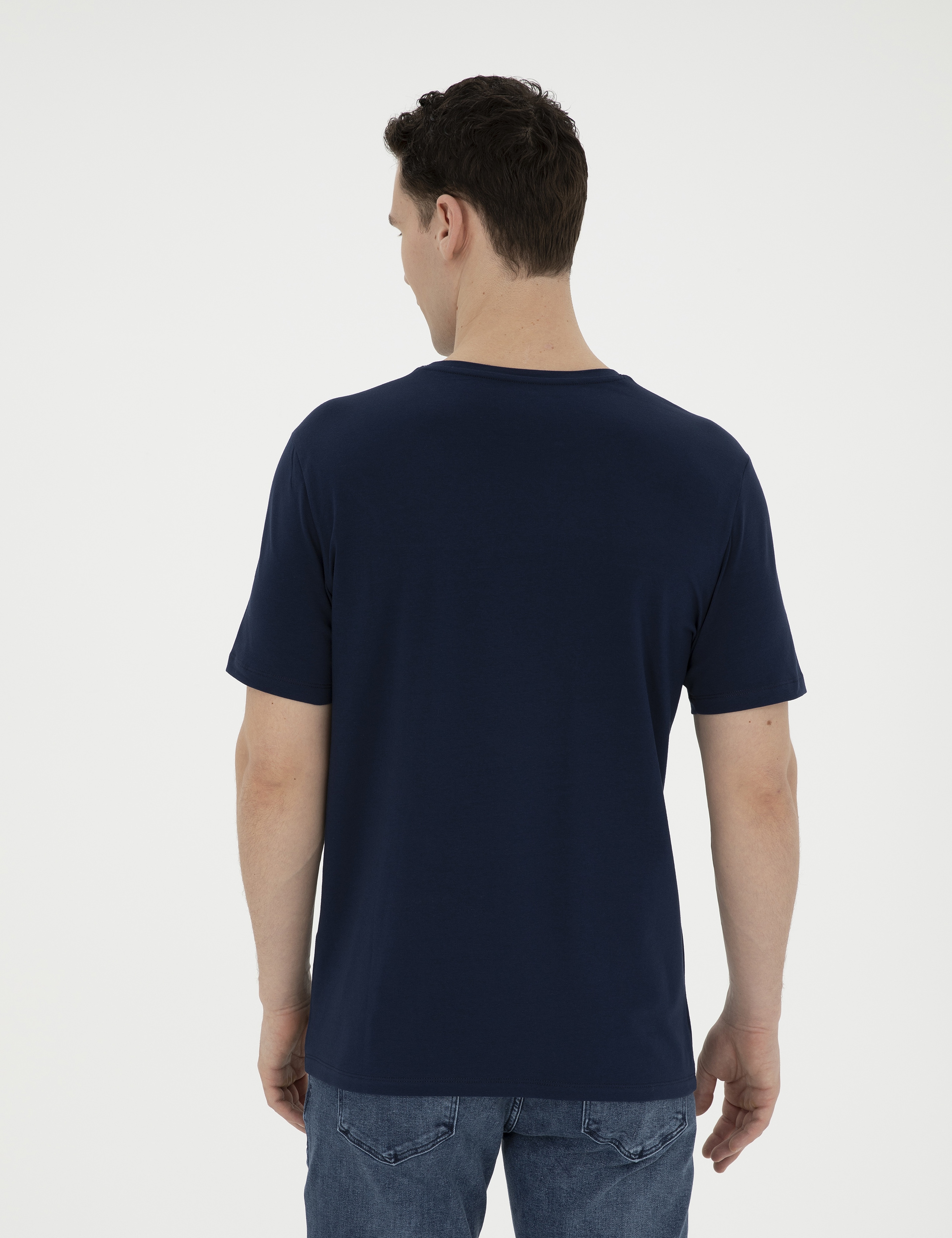 Lacivert Regular Fit Bisiklet Yaka Tişört