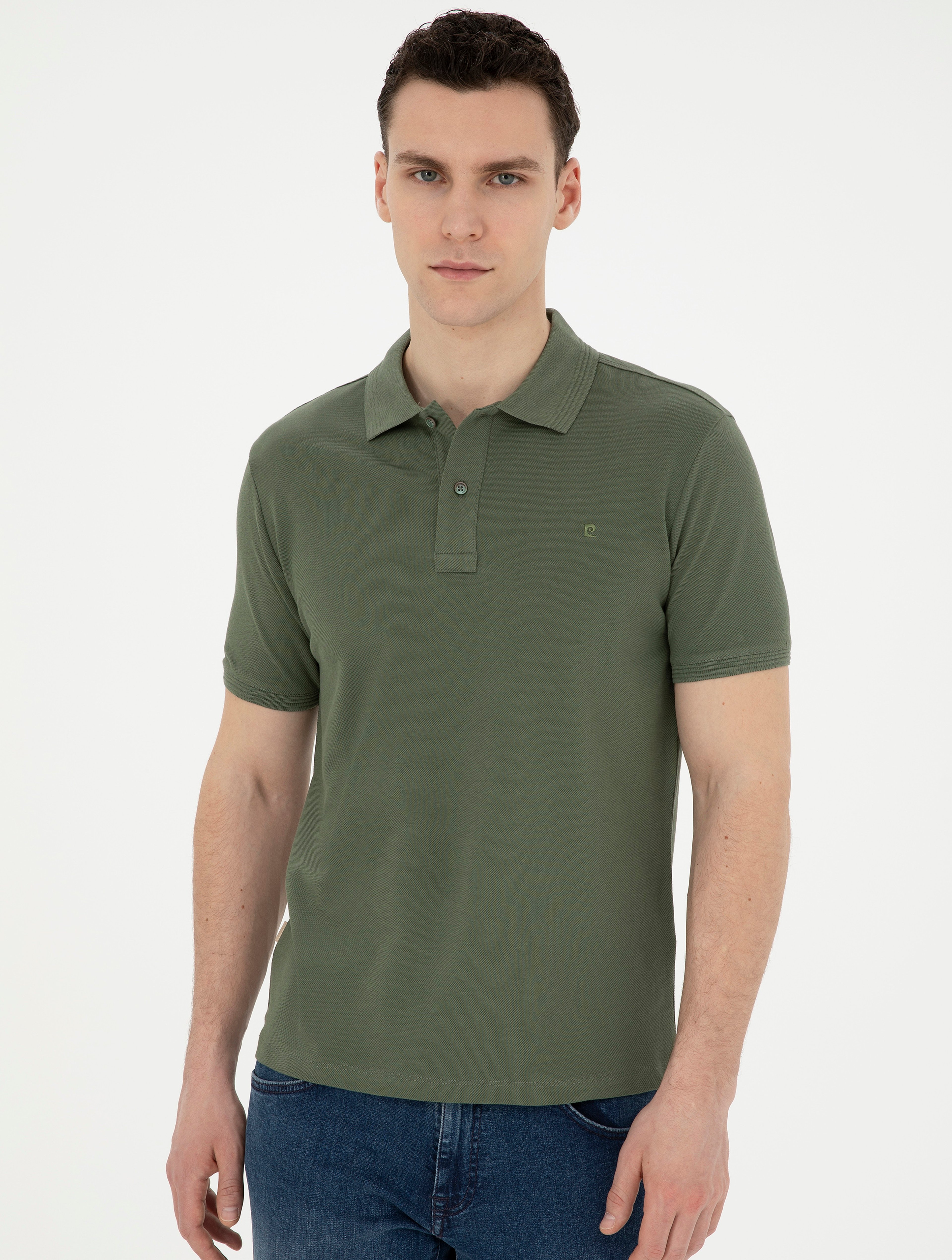 Haki Slim Fit Basic Tişört - Image 3