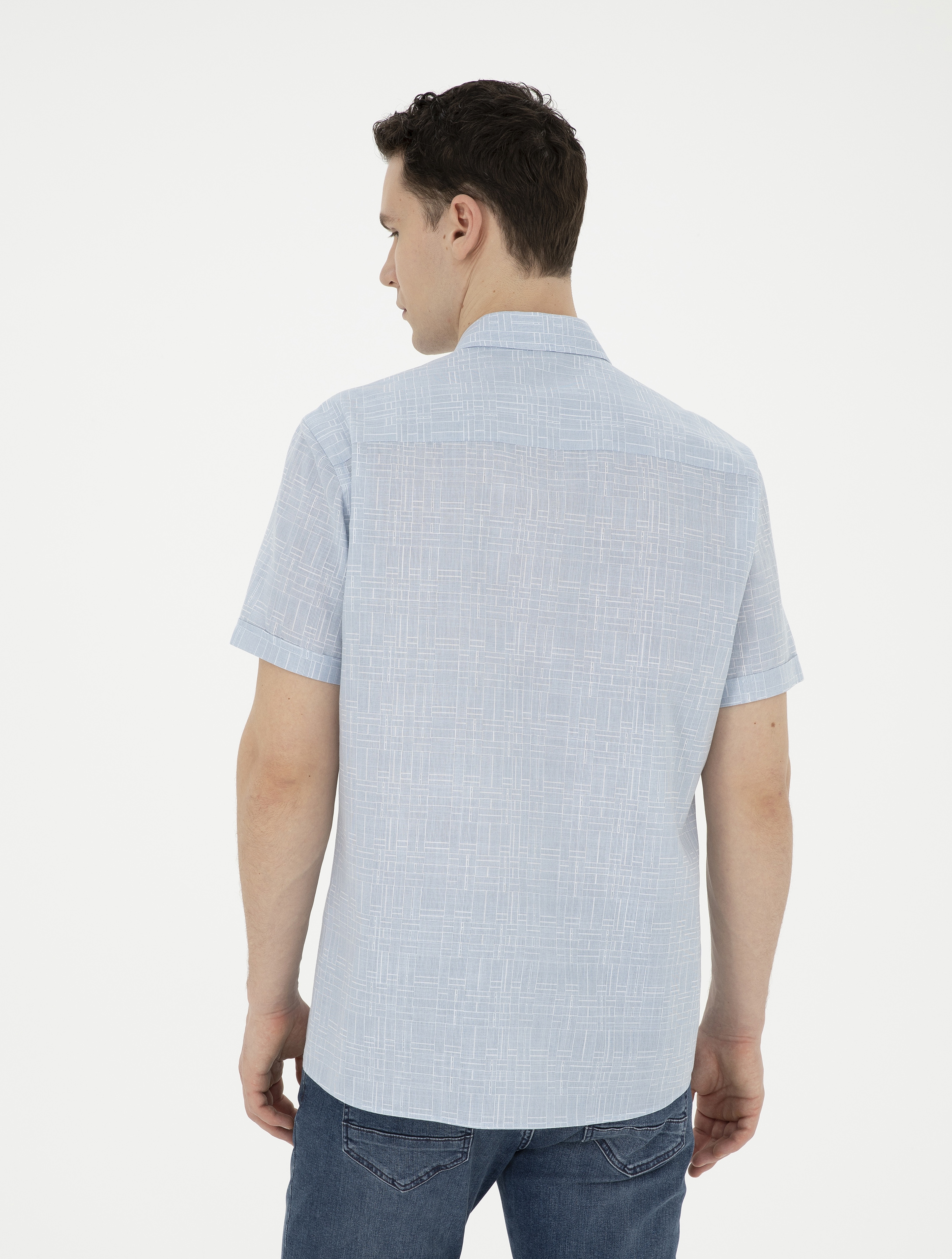 Mavi Regular Fit Kısa Kollu Gömlek - Image 5