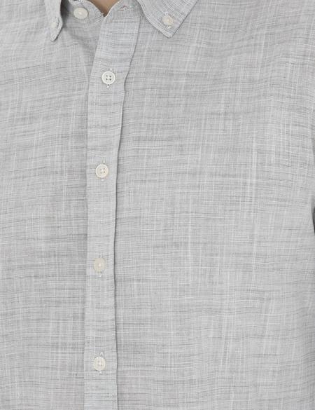 Haki Slim Fit Keten Görünümlü Uzun Kollu Gömlek - 50289393068