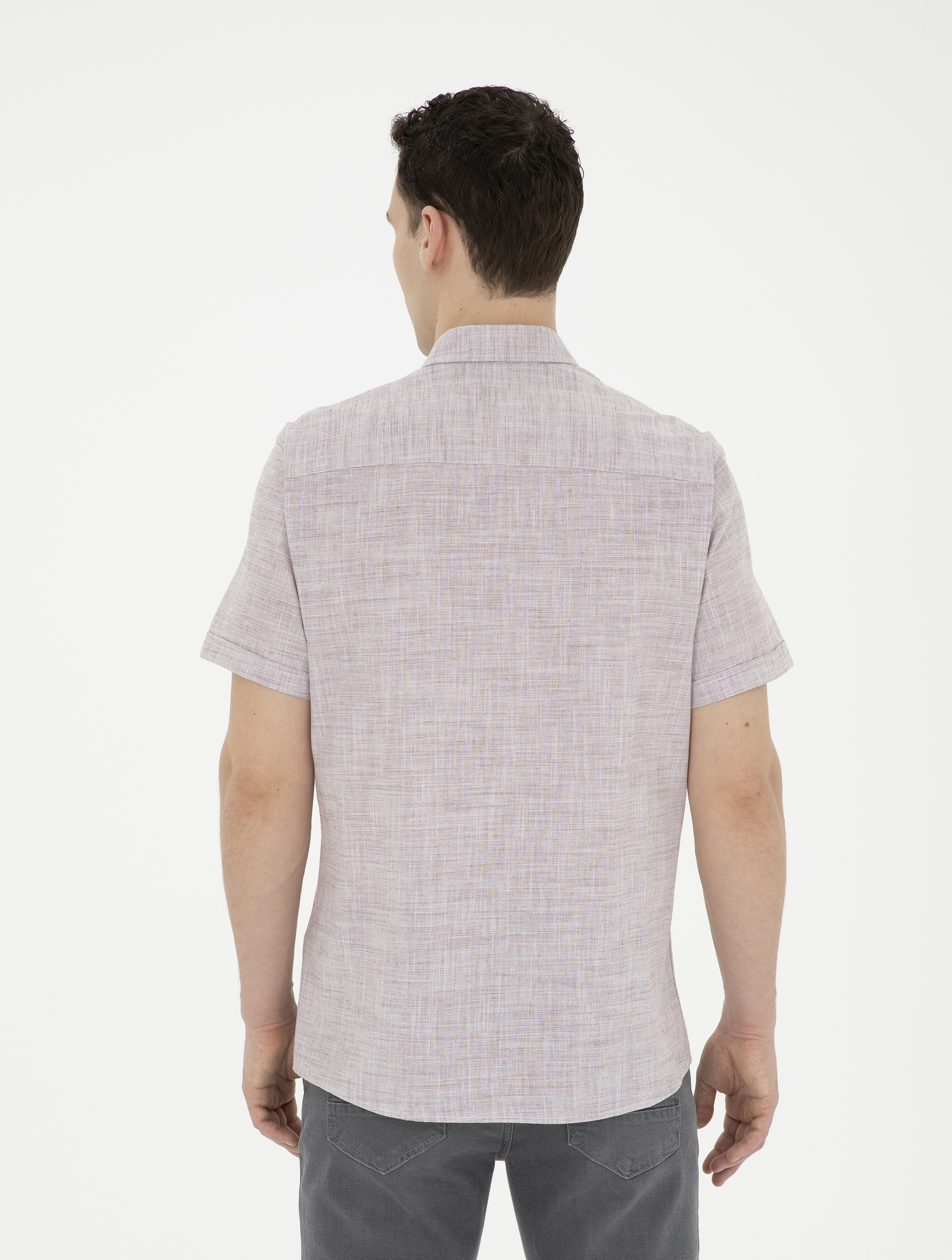 Bordo Regular Fit Kısa Kollu Gömlek - Image 5