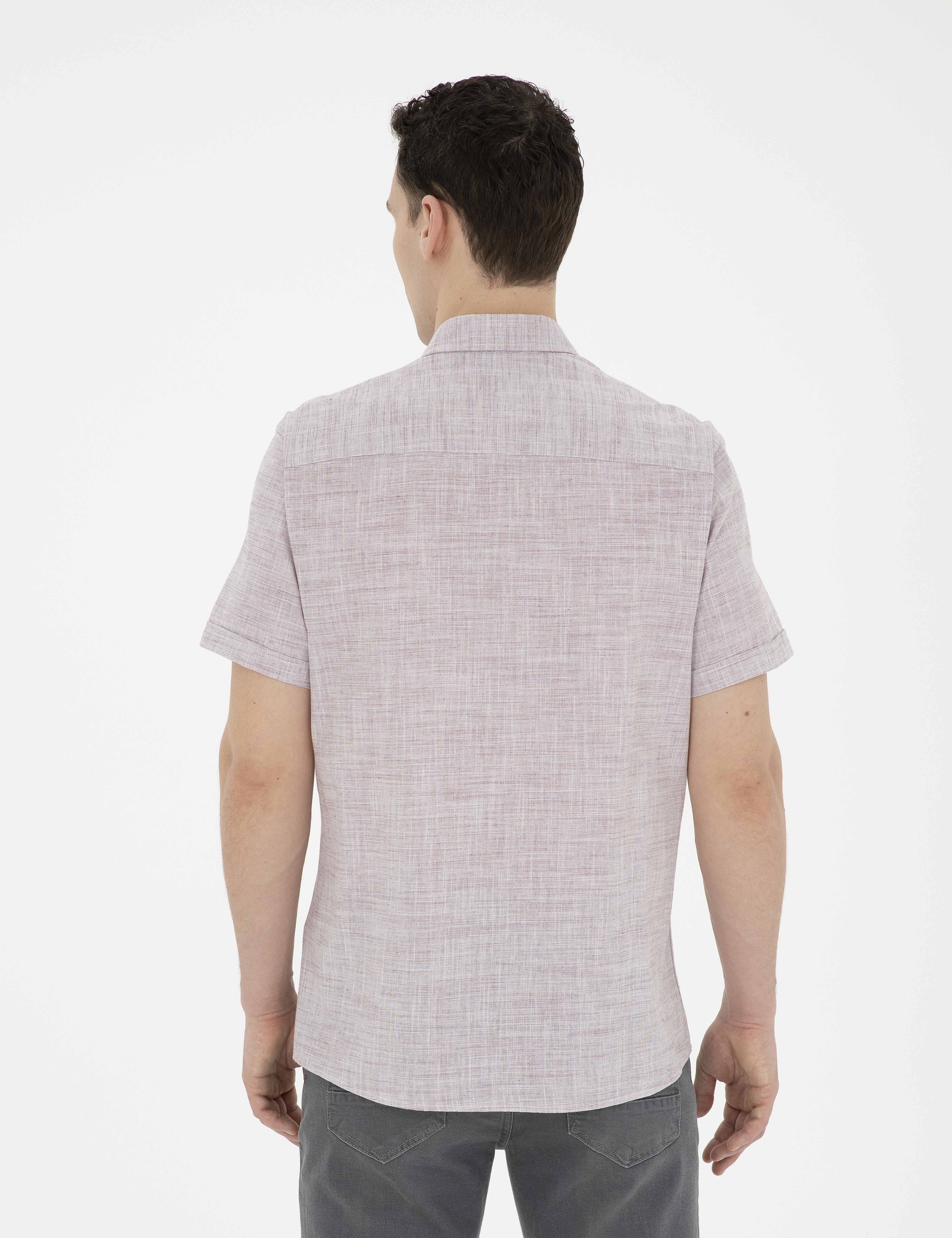 Bordo Regular Fit Kısa Kollu Gömlek