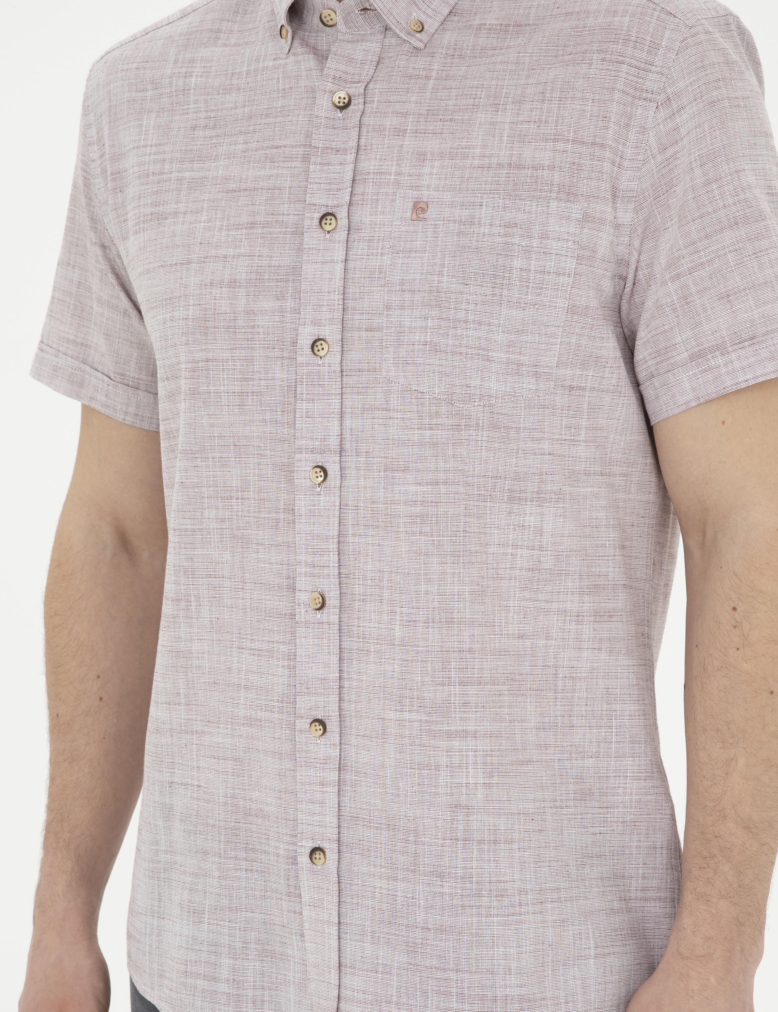 Bordo Regular Fit Kısa Kollu Gömlek