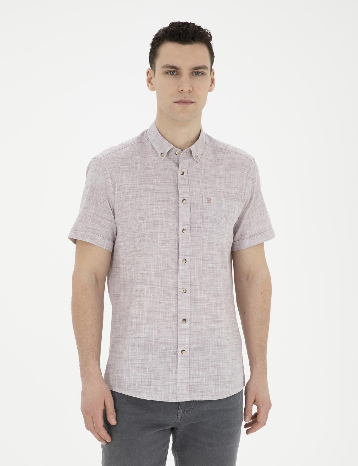 Bordo Regular Fit Kısa Kollu Gömlek