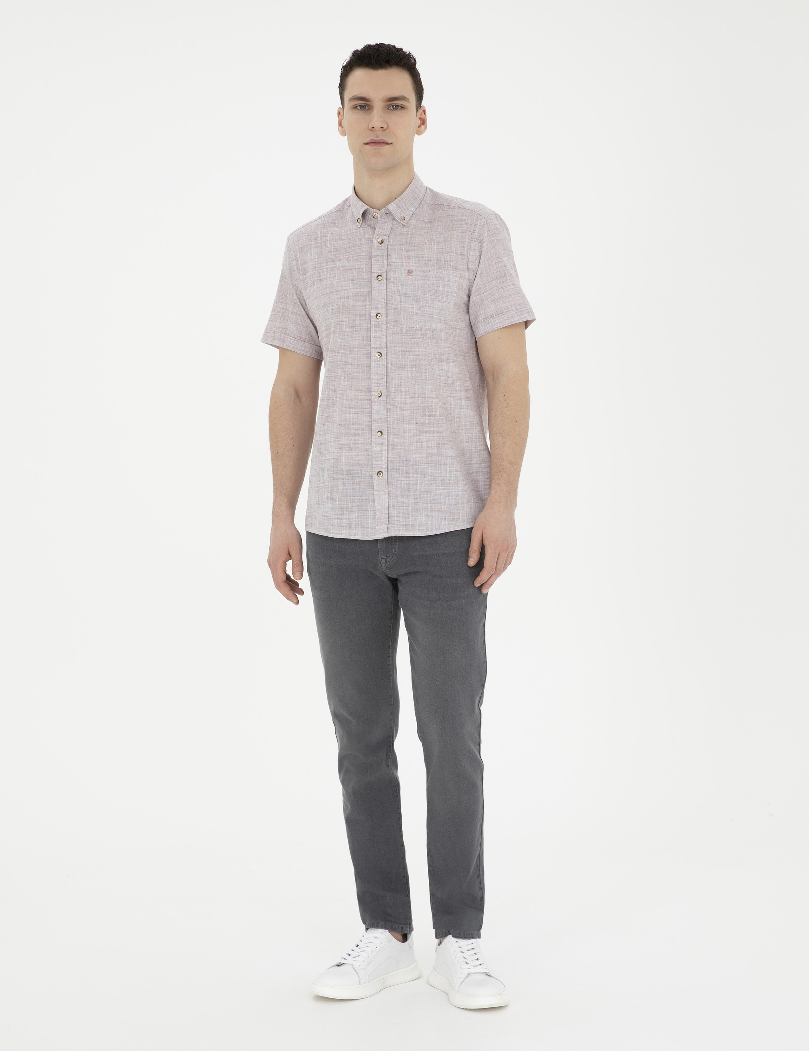 Bordo Regular Fit Kısa Kollu Gömlek