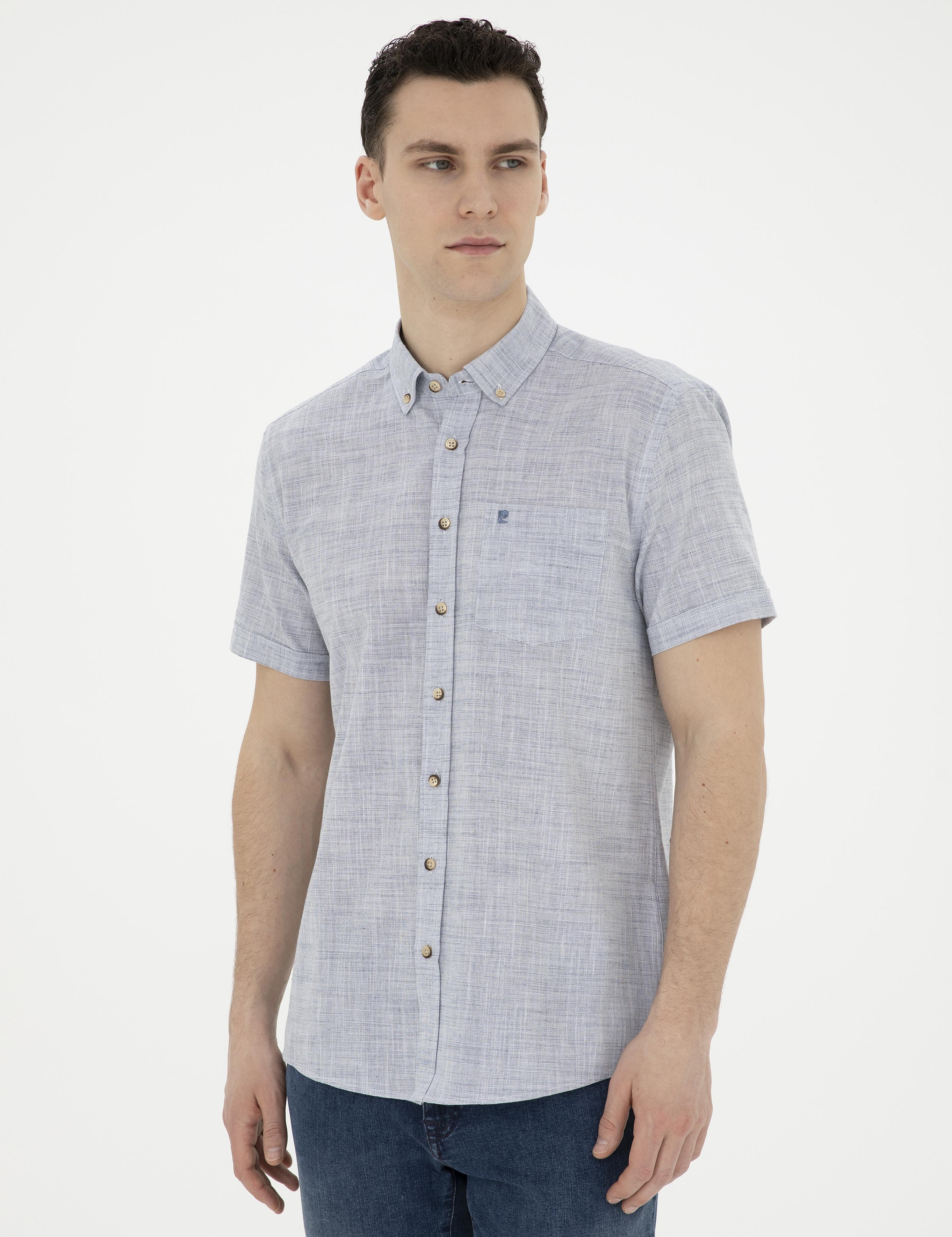Lacivert Regular Fit Kısa Kollu Gömlek