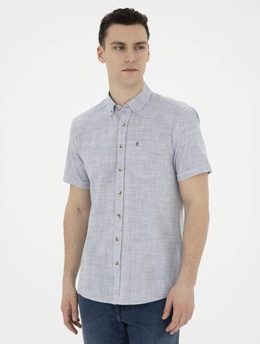 Lacivert Regular Fit Kısa Kollu Gömlek