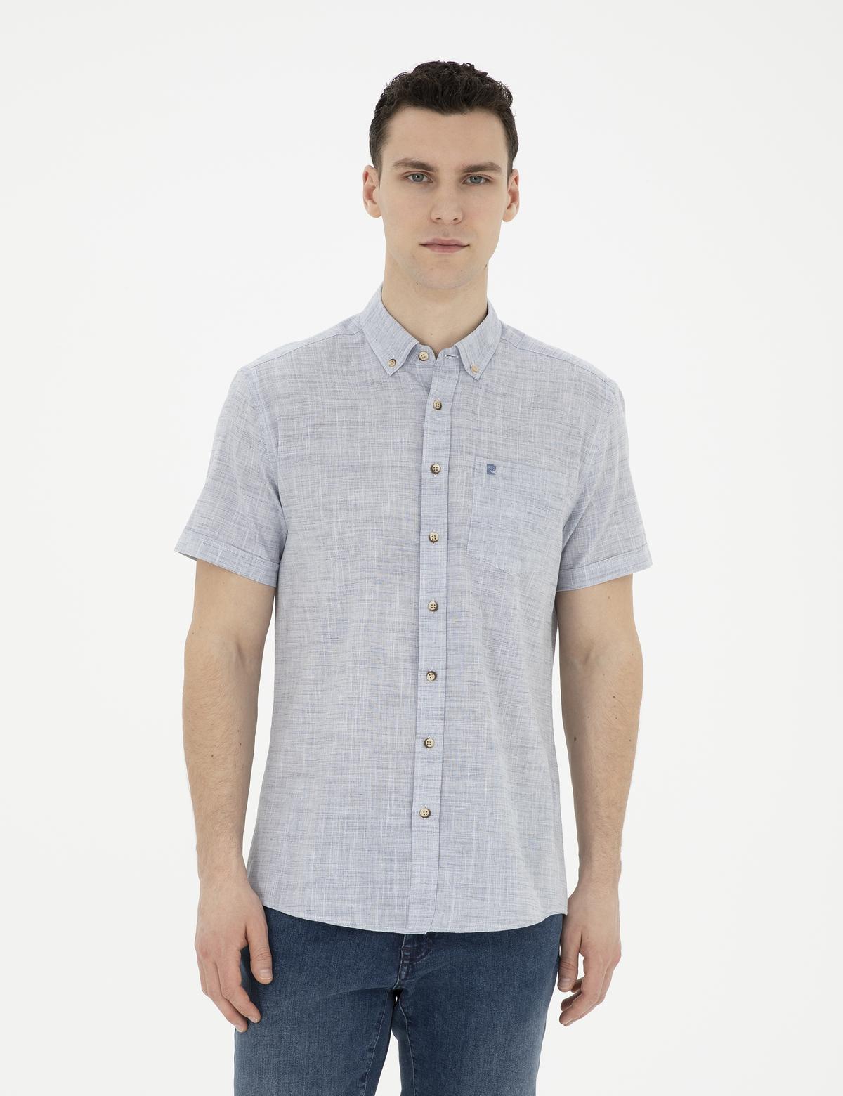 Lacivert Regular Fit Kısa Kollu Gömlek