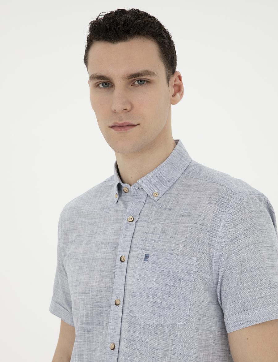 Lacivert Regular Fit Kısa Kollu Gömlek