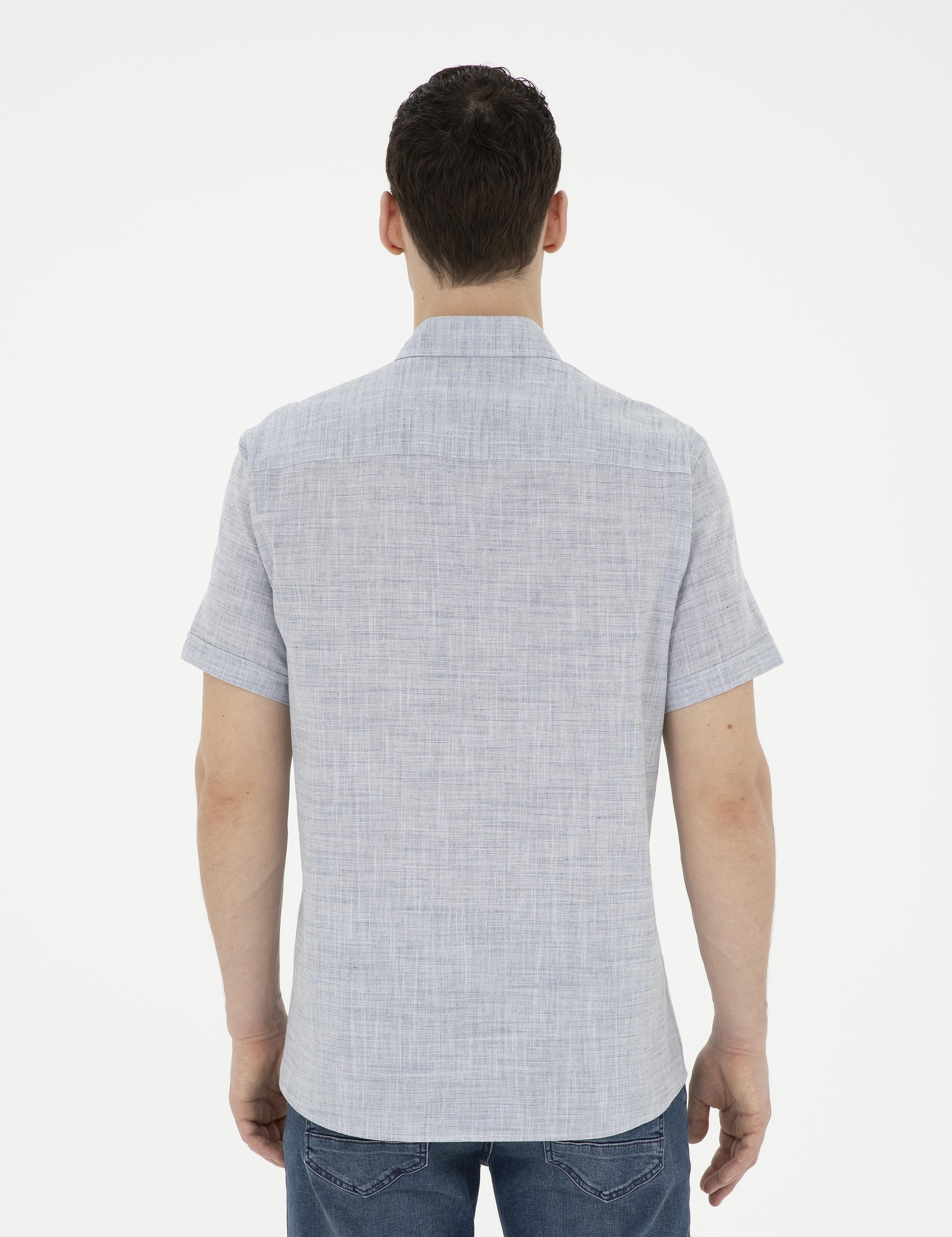 Lacivert Regular Fit Kısa Kollu Gömlek